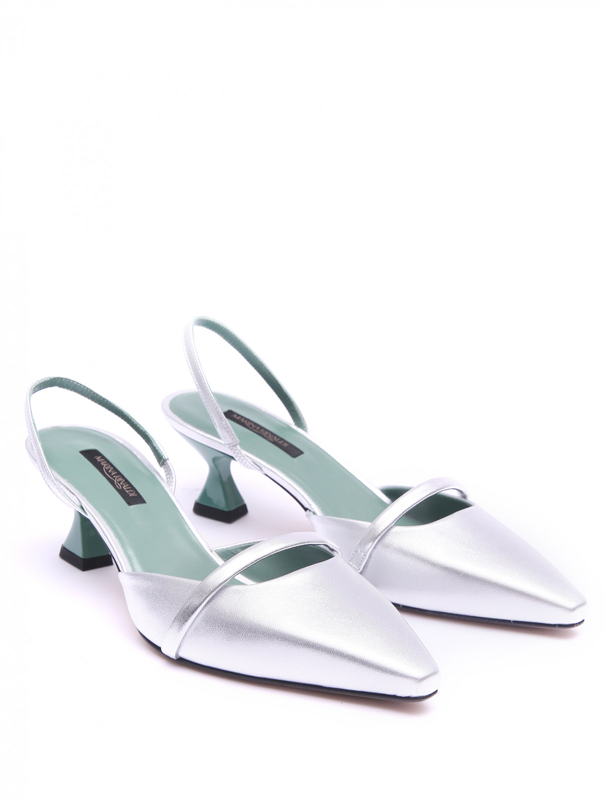Туфли из кожи на низком каблуке Marina Rinaldi  –  Общий вид  – Цвет:  Серый
