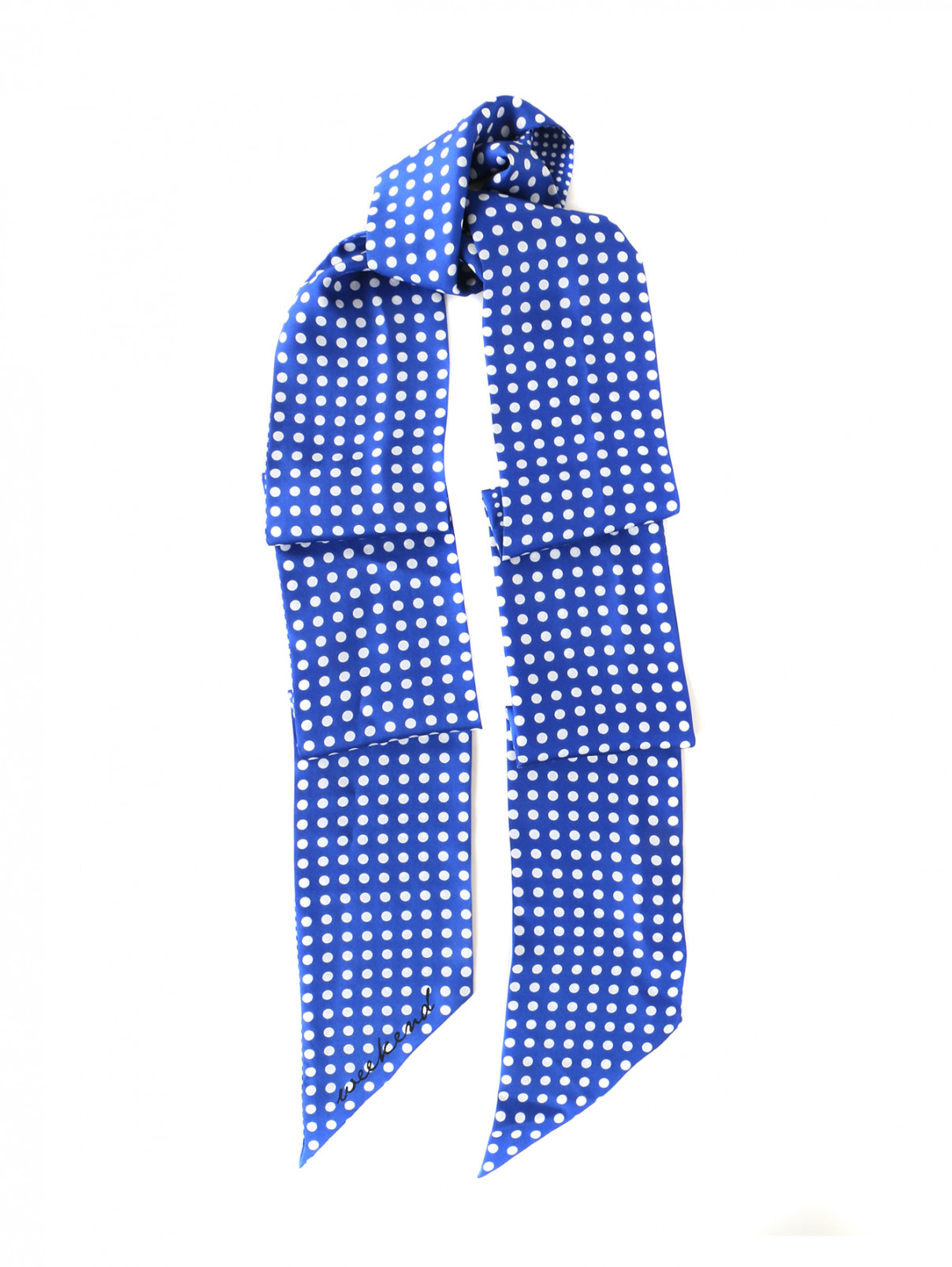 Шелковый шарф с узором "горох" Weekend Max Mara  –  Общий вид  – Цвет:  Синий