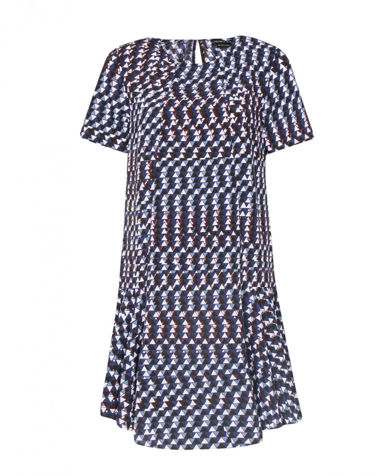 Платье свободного фасона с заниженной талией и узором The Fifth Label  –  Общий вид  – Цвет:  Синий