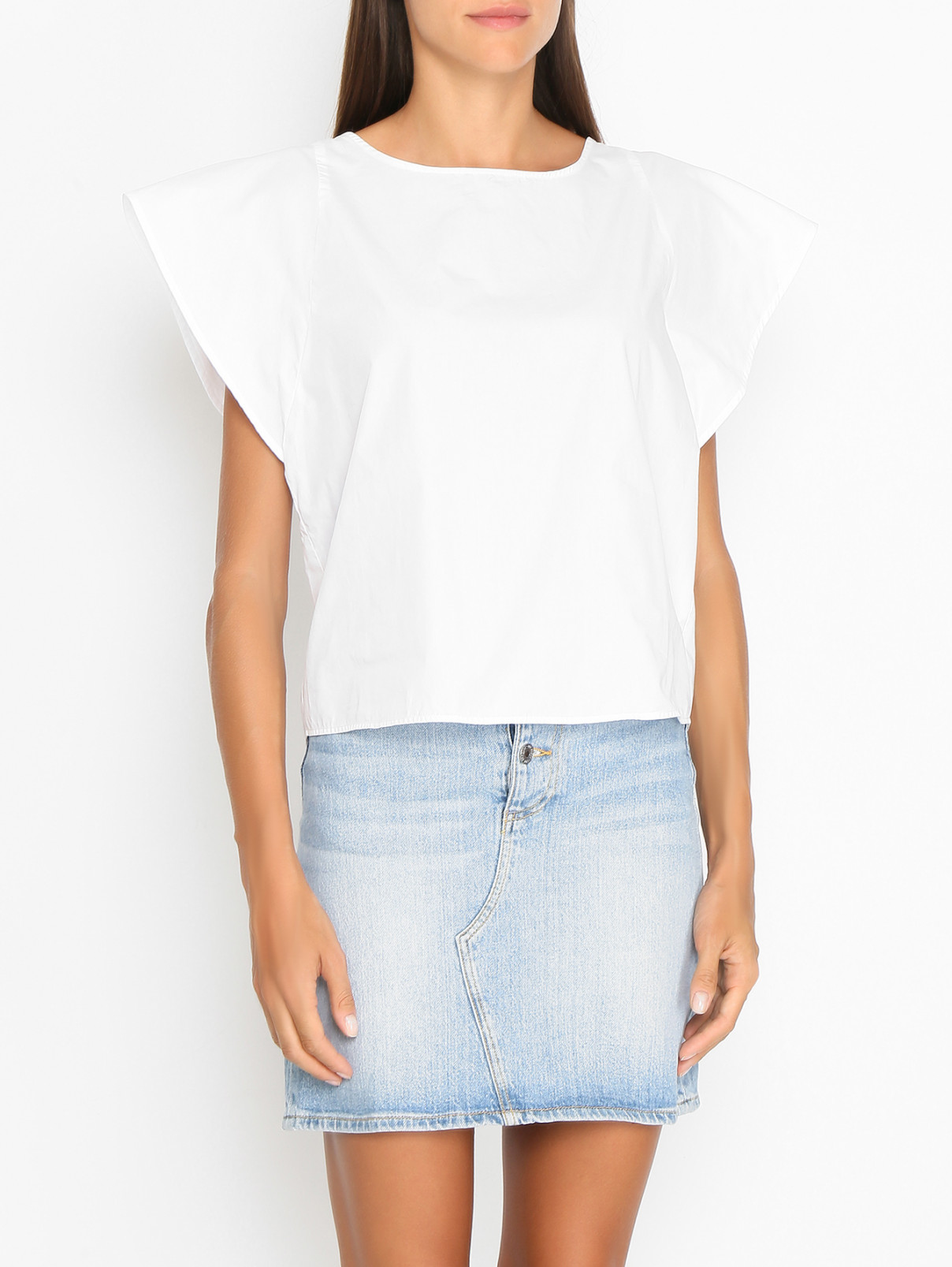 Однотонная футболка из хлопка с завязками Max&Co  –  МодельВерхНиз