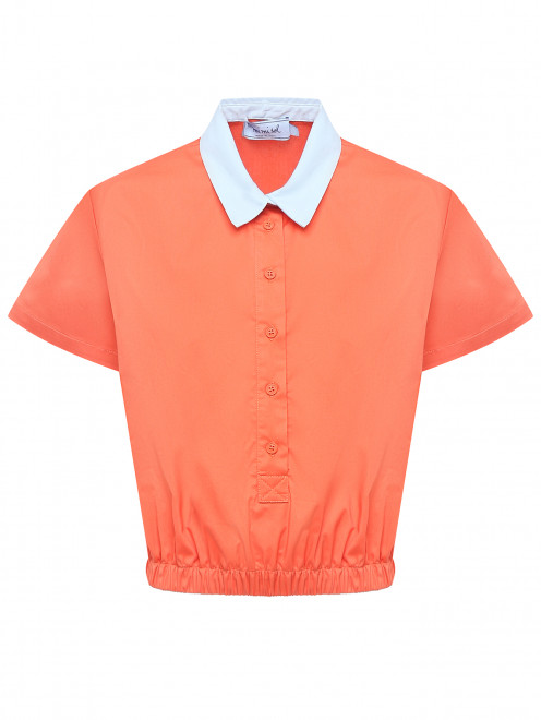 Хлопковая блуза с коротким рукавом - Общий вид
