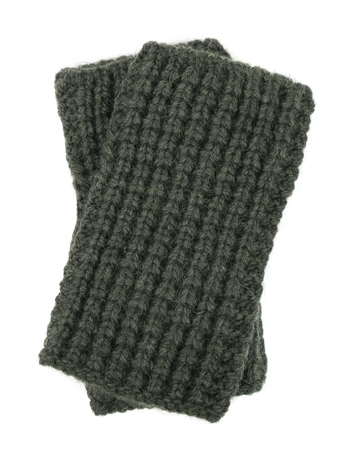 Перчатки-митенки из смешанной шерсти Barena  –  Общий вид  – Цвет:  Зеленый
