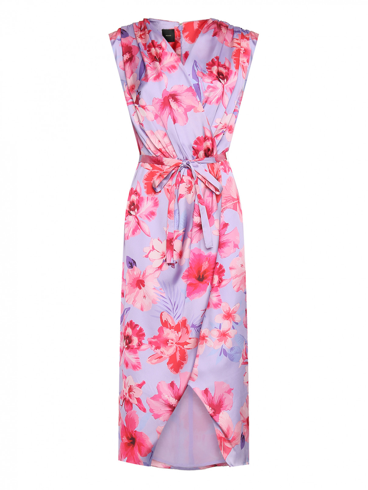 Платье-миди с цветочным узором PINKO  –  Общий вид  – Цвет:  Фиолетовый