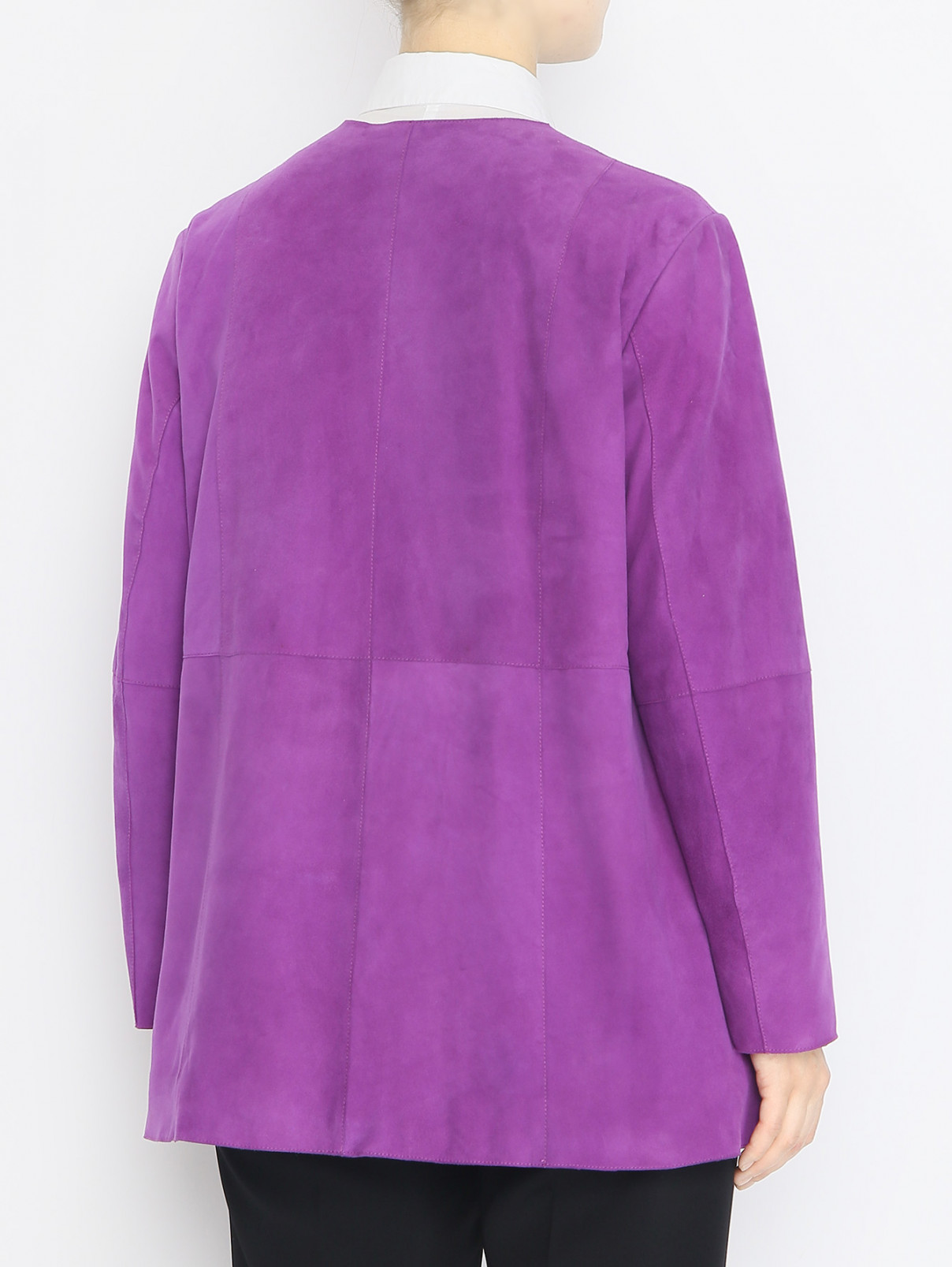 Куртка из замши с карманами Marina Rinaldi  –  МодельВерхНиз1  – Цвет:  Фиолетовый