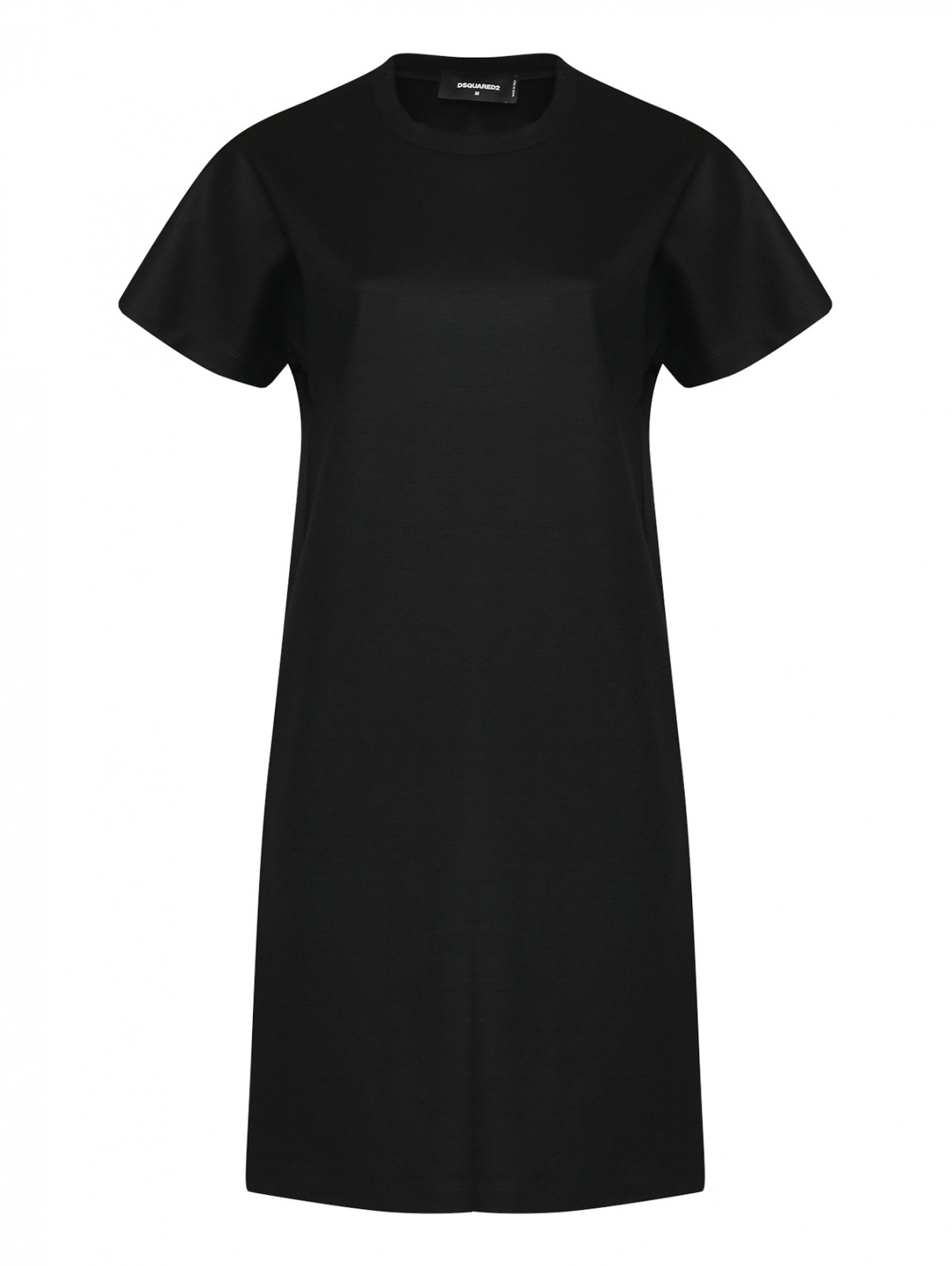 Платье из шерсти с короткими рукавами Dsquared2  –  Общий вид  – Цвет:  Черный