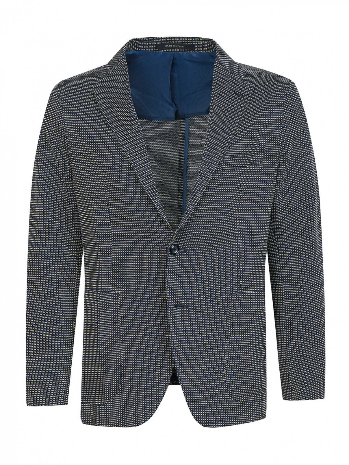 Пиджак из хлопка с узором Tagliatore  –  Общий вид  – Цвет:  Синий