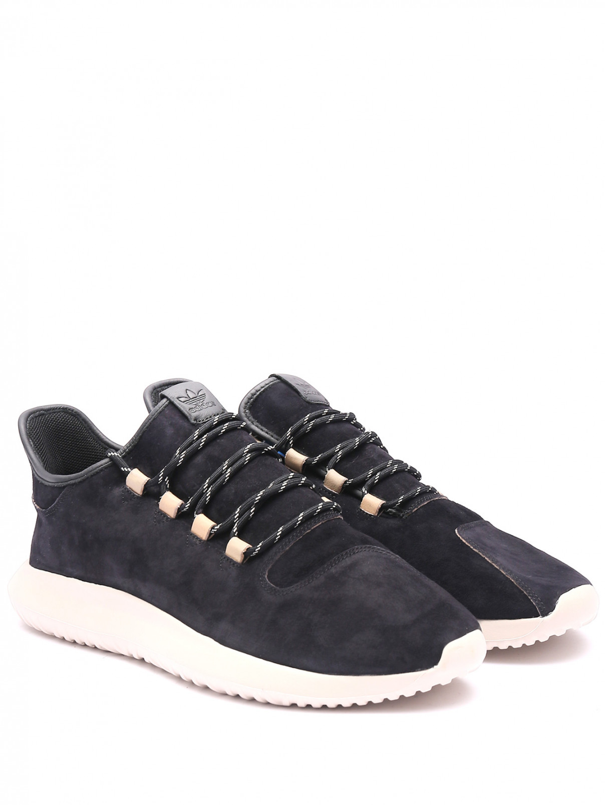 Кроссовки из кожи на контрастной подошве Adidas Originals  –  Общий вид  – Цвет:  Черный
