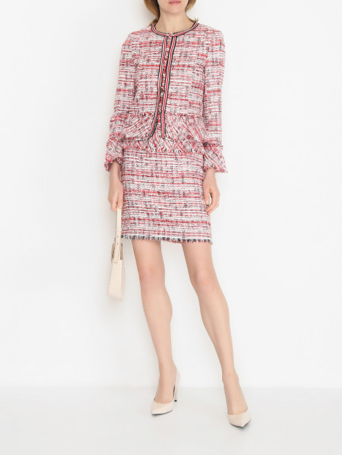 Фактурная юбка с бахромой и декоративной отделкой Karl Lagerfeld - МодельОбщийВид