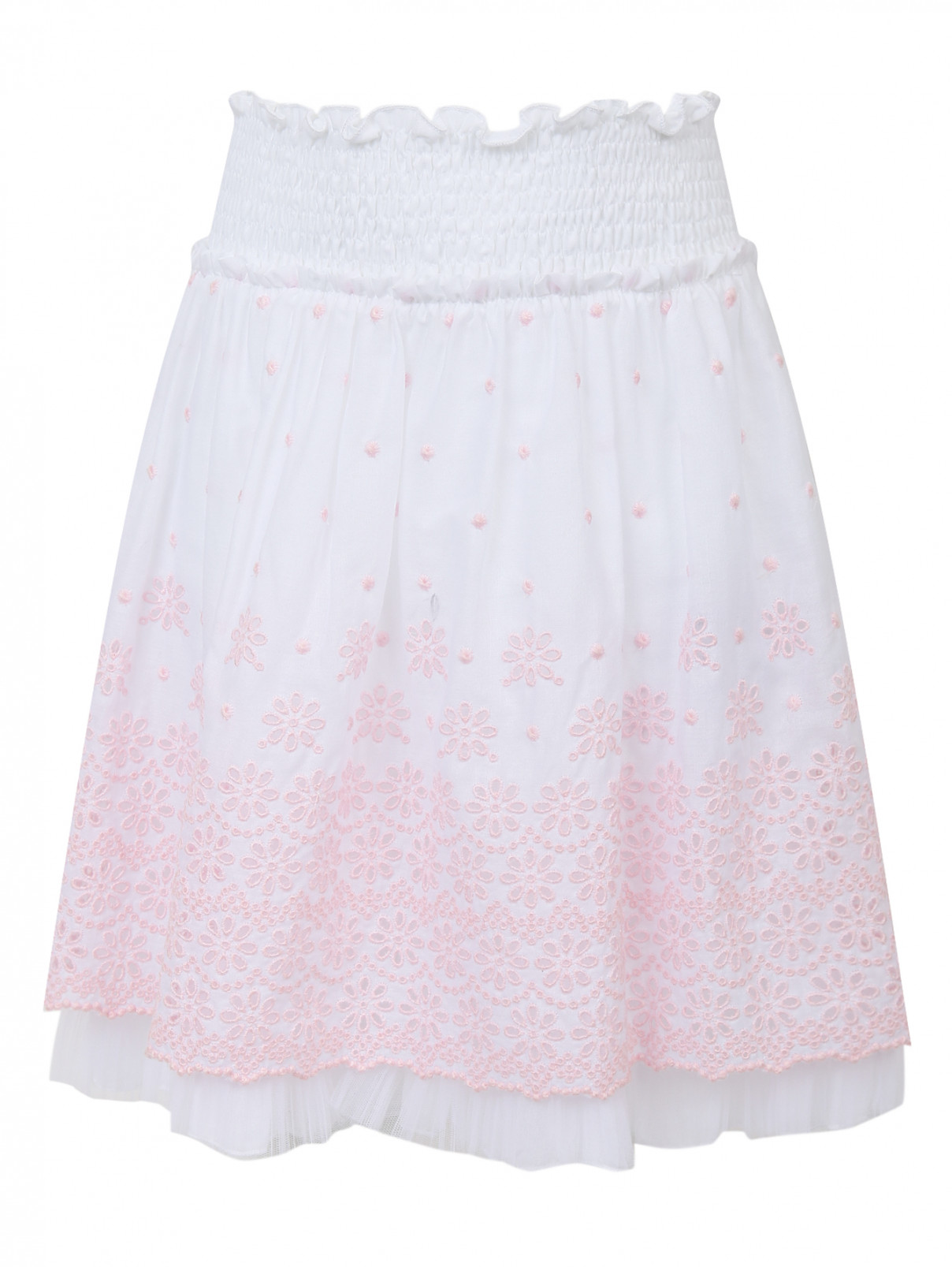 Ажурная юбка из хлопка Ermanno Scervino Junior  –  Общий вид  – Цвет:  Белый