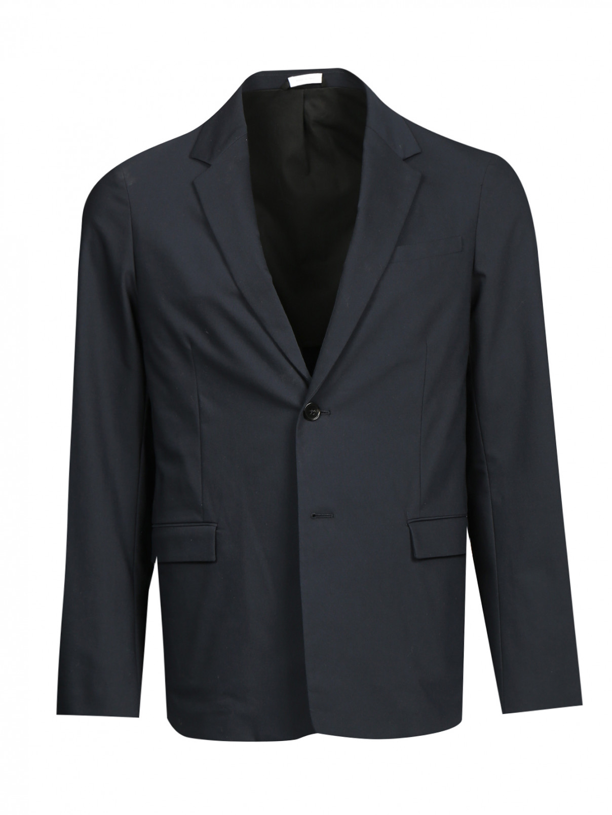Пиджак однобортный из хлопка Jil Sander  –  Общий вид  – Цвет:  Синий