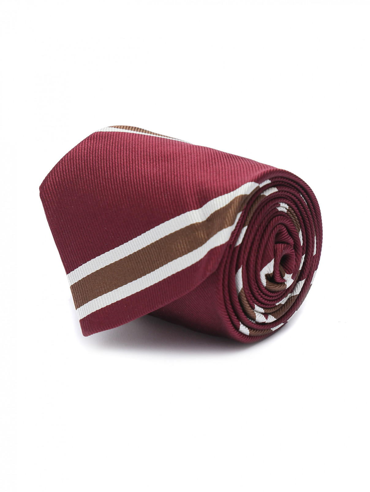 Галстук из шелка с узором Borrelli  –  Общий вид  – Цвет:  Красный