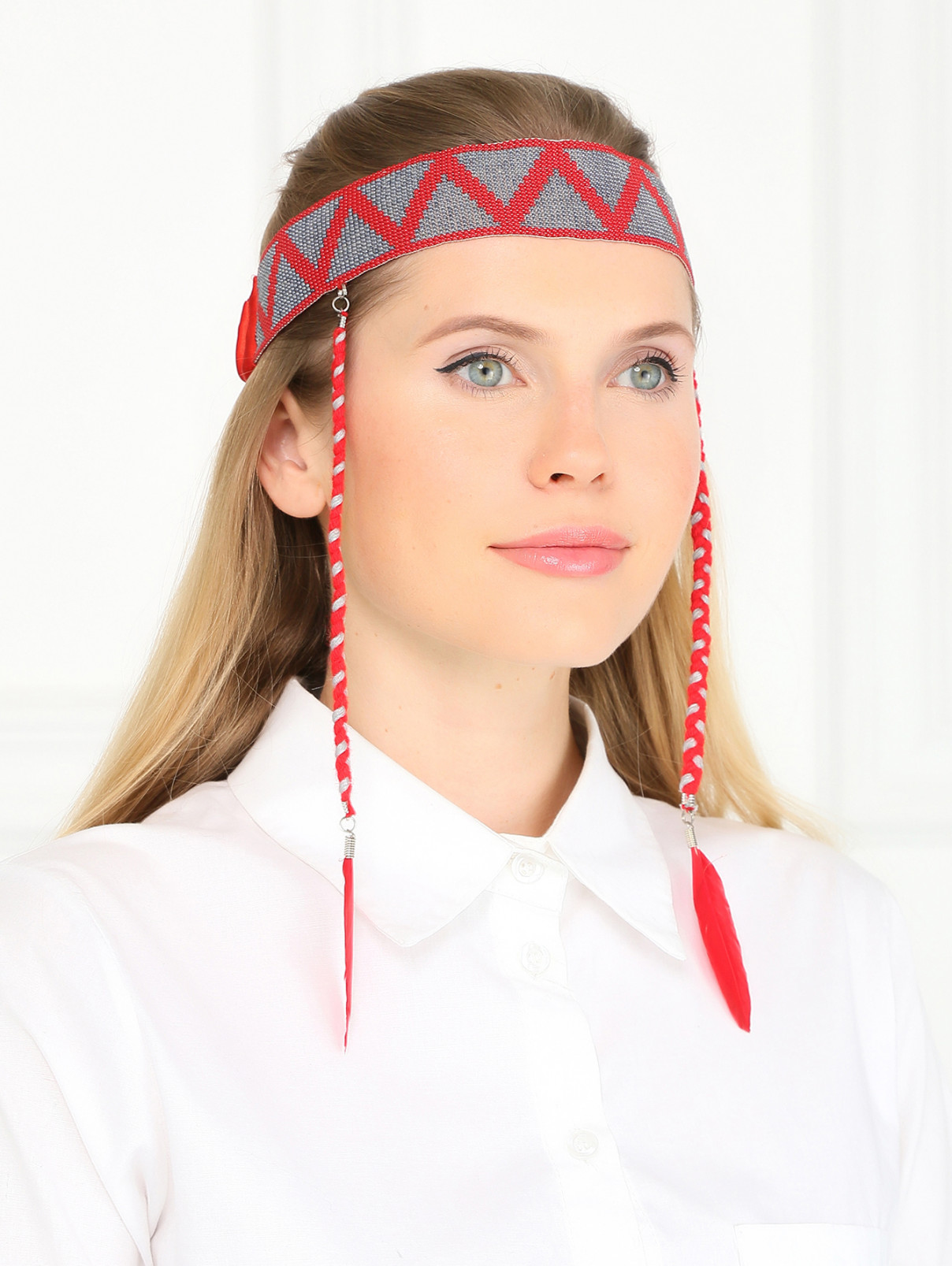 Повязка для волос с декоративными элементами Евгения Линович  –  Модель Общий вид  – Цвет:  Красный