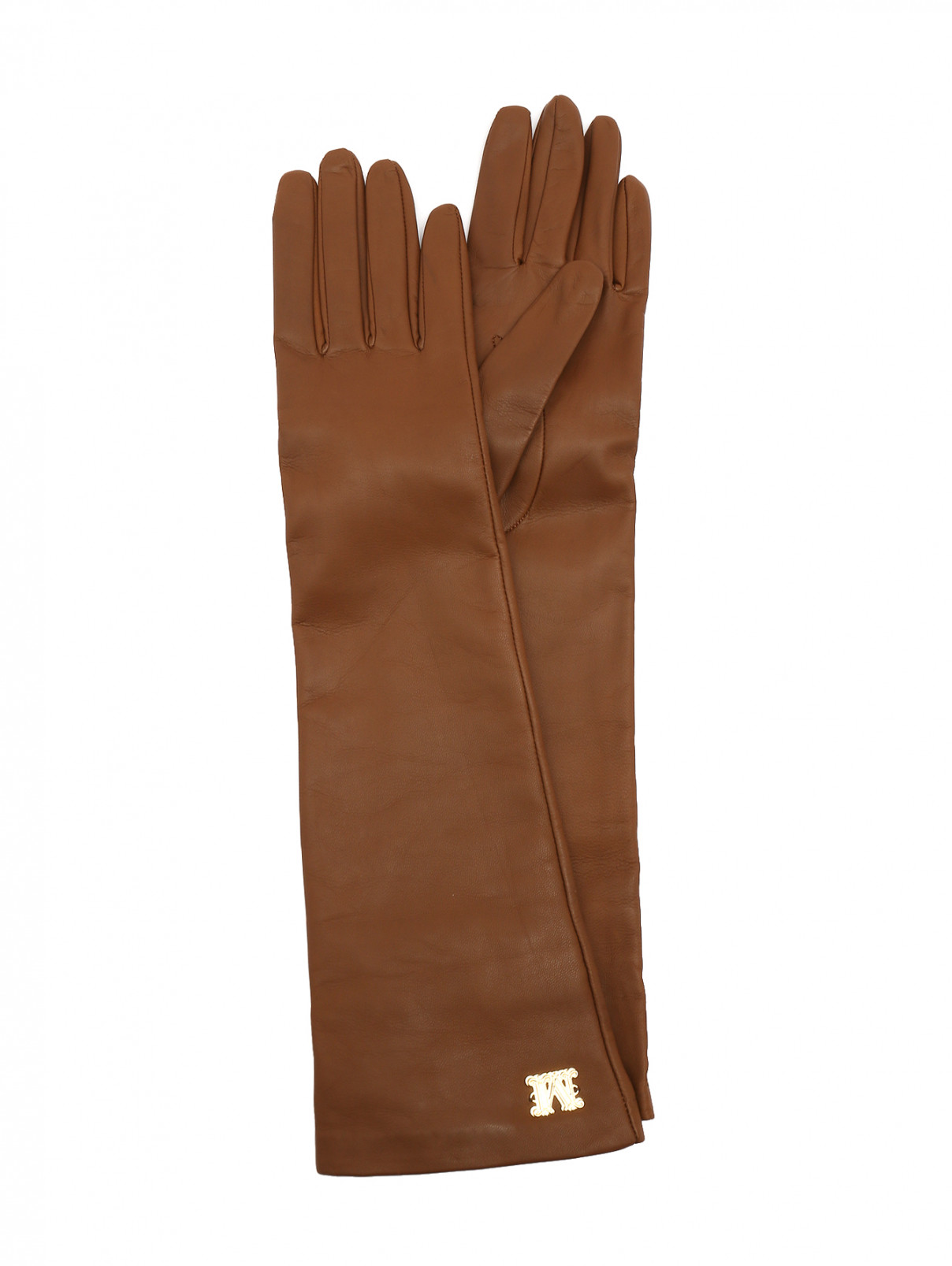 Перчатки из гладкой кожи Max Mara  –  Общий вид  – Цвет:  Коричневый