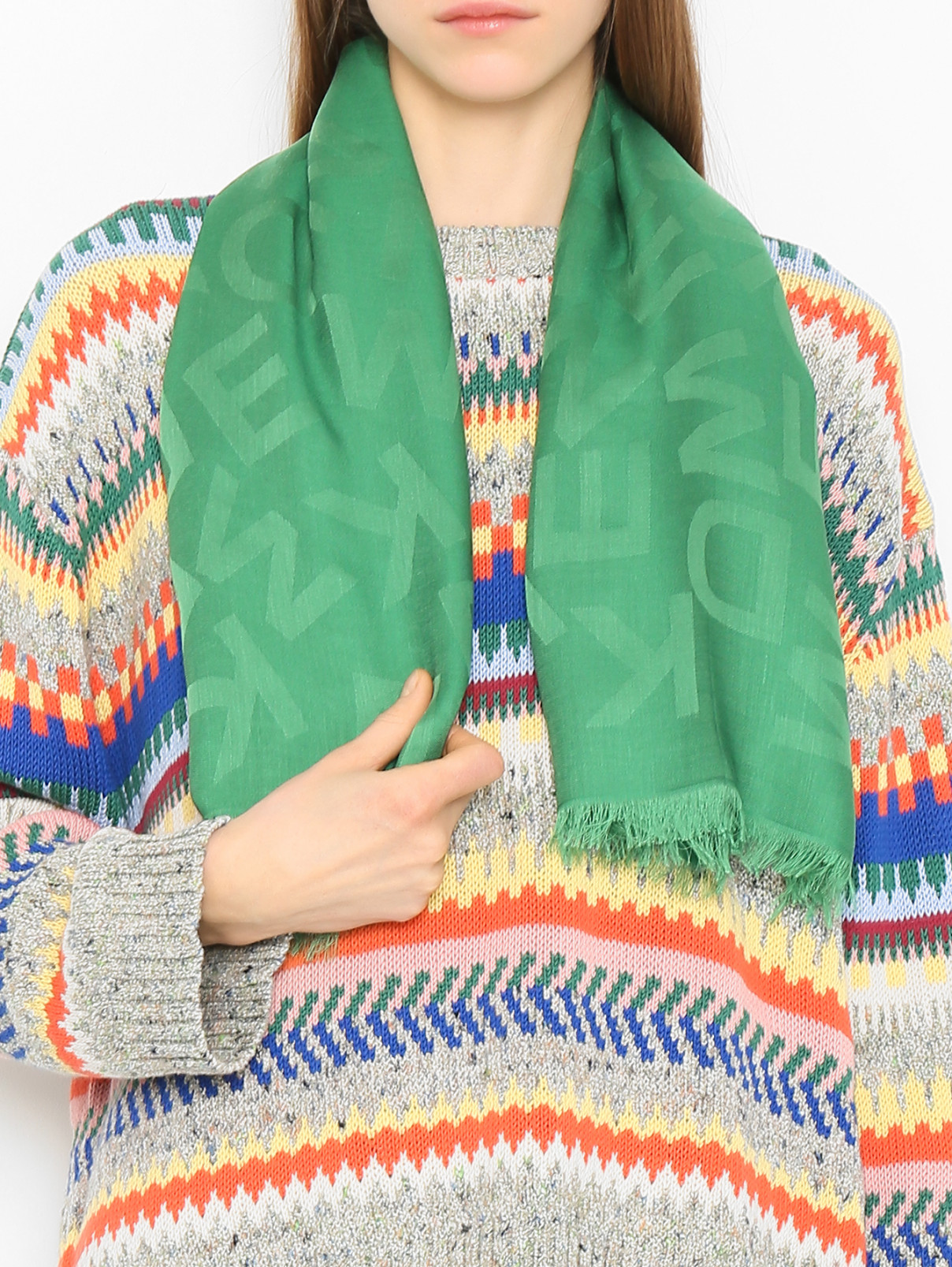 Однотонный шарф из лиоцелла Weekend Max Mara  –  МодельОбщийВид  – Цвет:  Зеленый