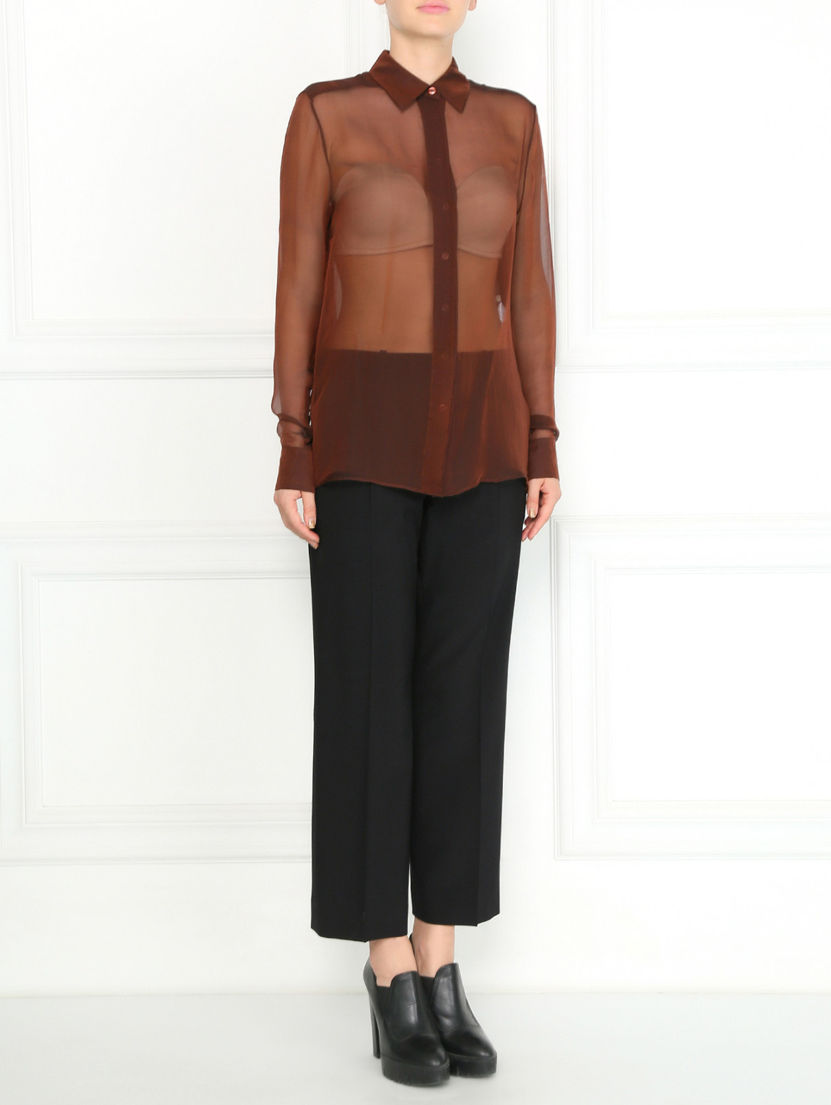 Блуза из прозрачного шелка Jean Paul Gaultier  –  Модель Общий вид  – Цвет:  Оранжевый