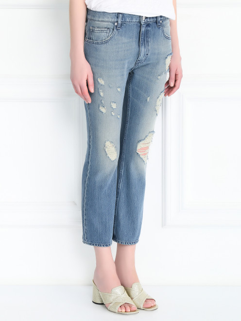 Укороченные джинсы из светлого денима с потертостями Iro - Модель Верх-Низ