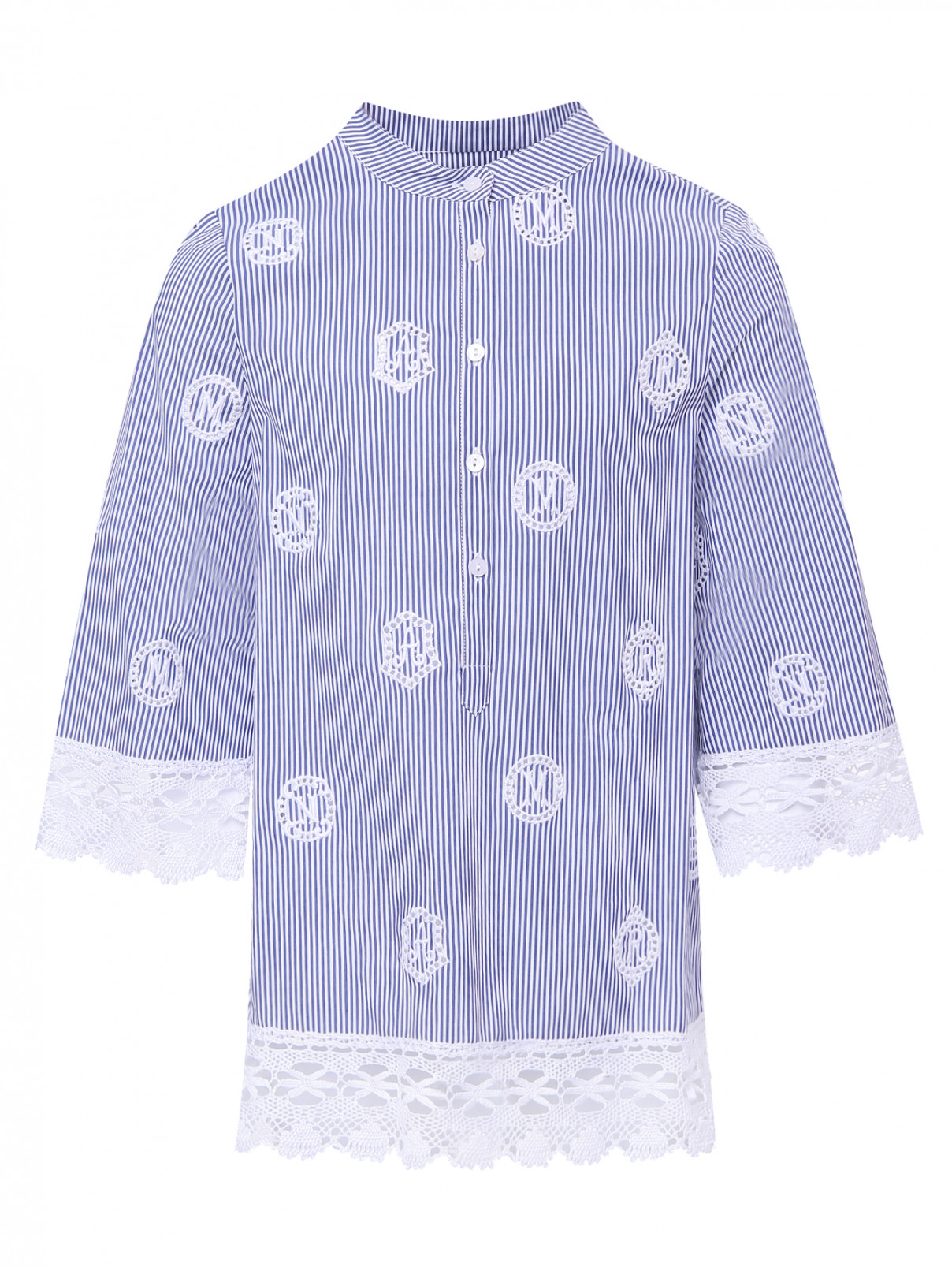 Блуза свободного кроя с кружевом Ermanno Scervino Junior  –  Общий вид  – Цвет:  Узор