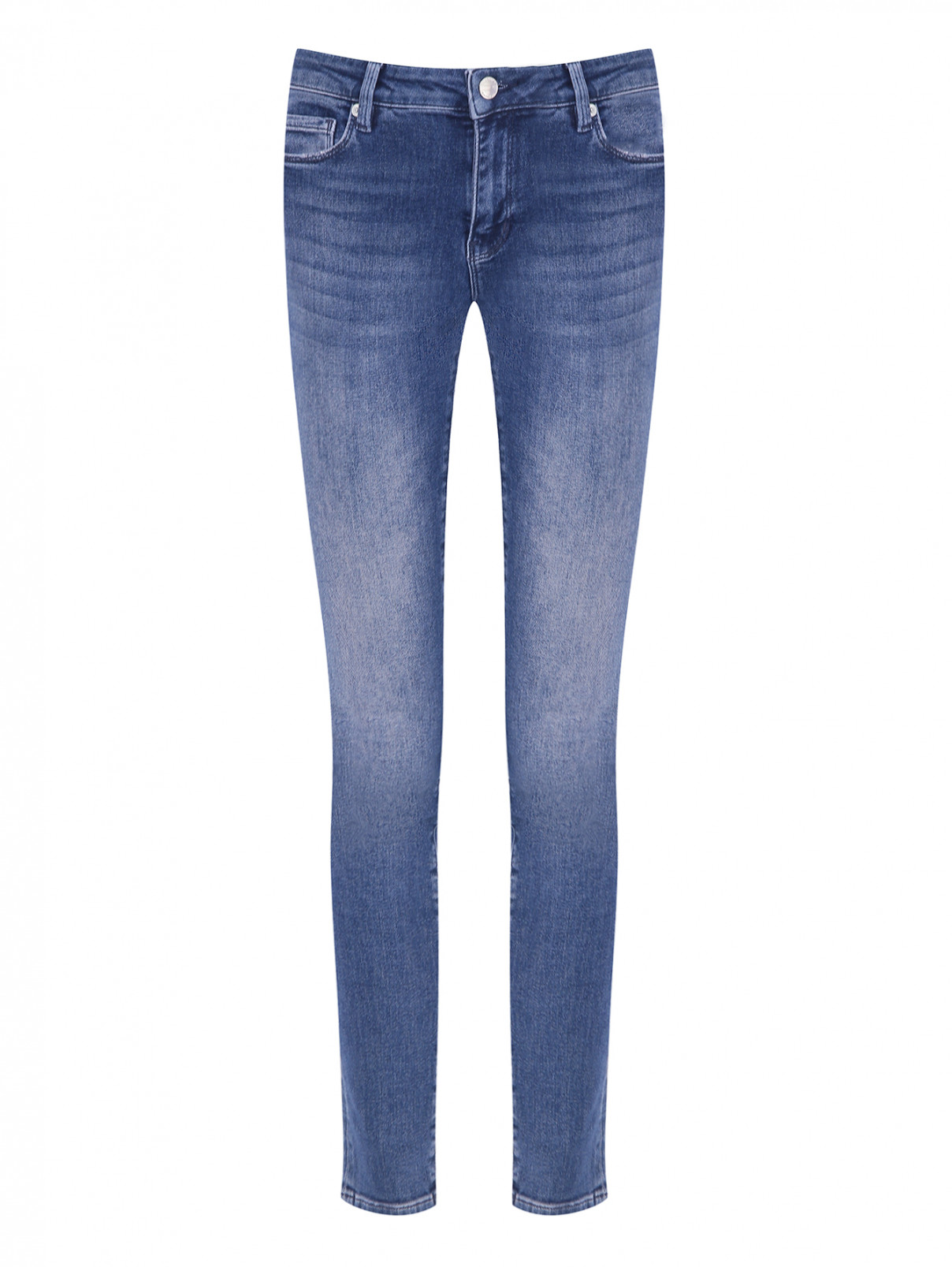 Зауженные джинсы с принтом Love Moschino  –  Общий вид  – Цвет:  Синий