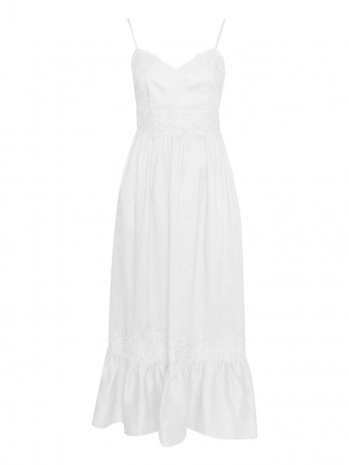 Платье-миди из льна с кружевной отделкой Luisa Spagnoli - Общий вид