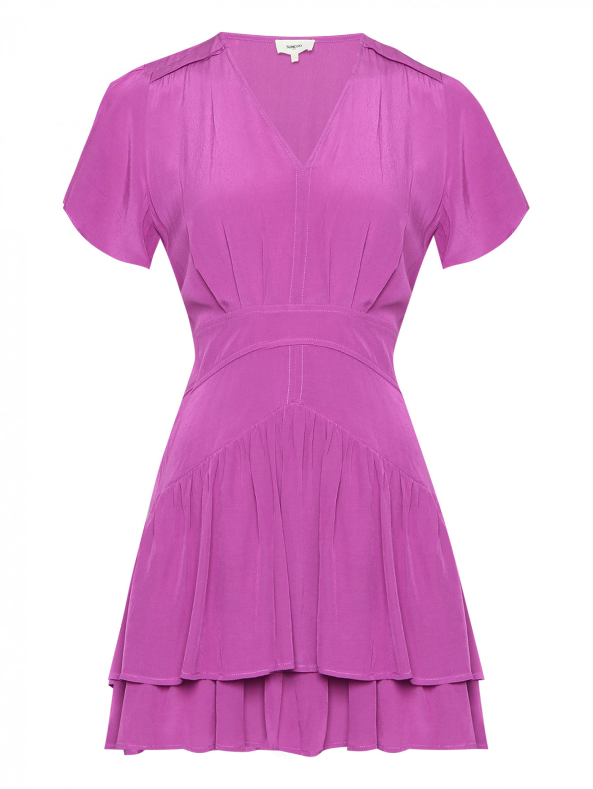 Платье-мини с короткими рукавами Suncoo  –  Общий вид  – Цвет:  Фиолетовый