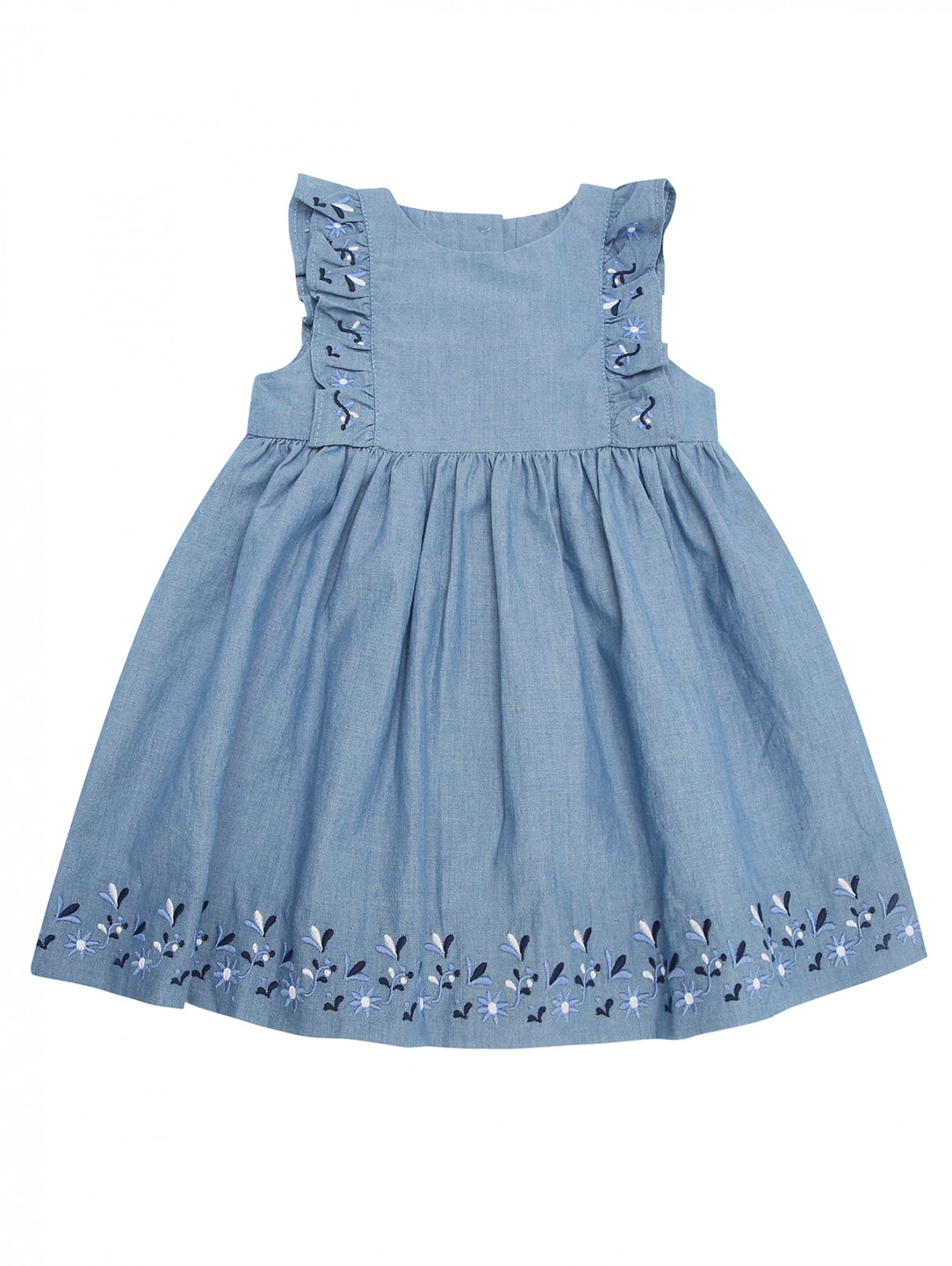 Платье из денима с вышивкой Tartine Et Chocolat  –  Общий вид  – Цвет:  Синий