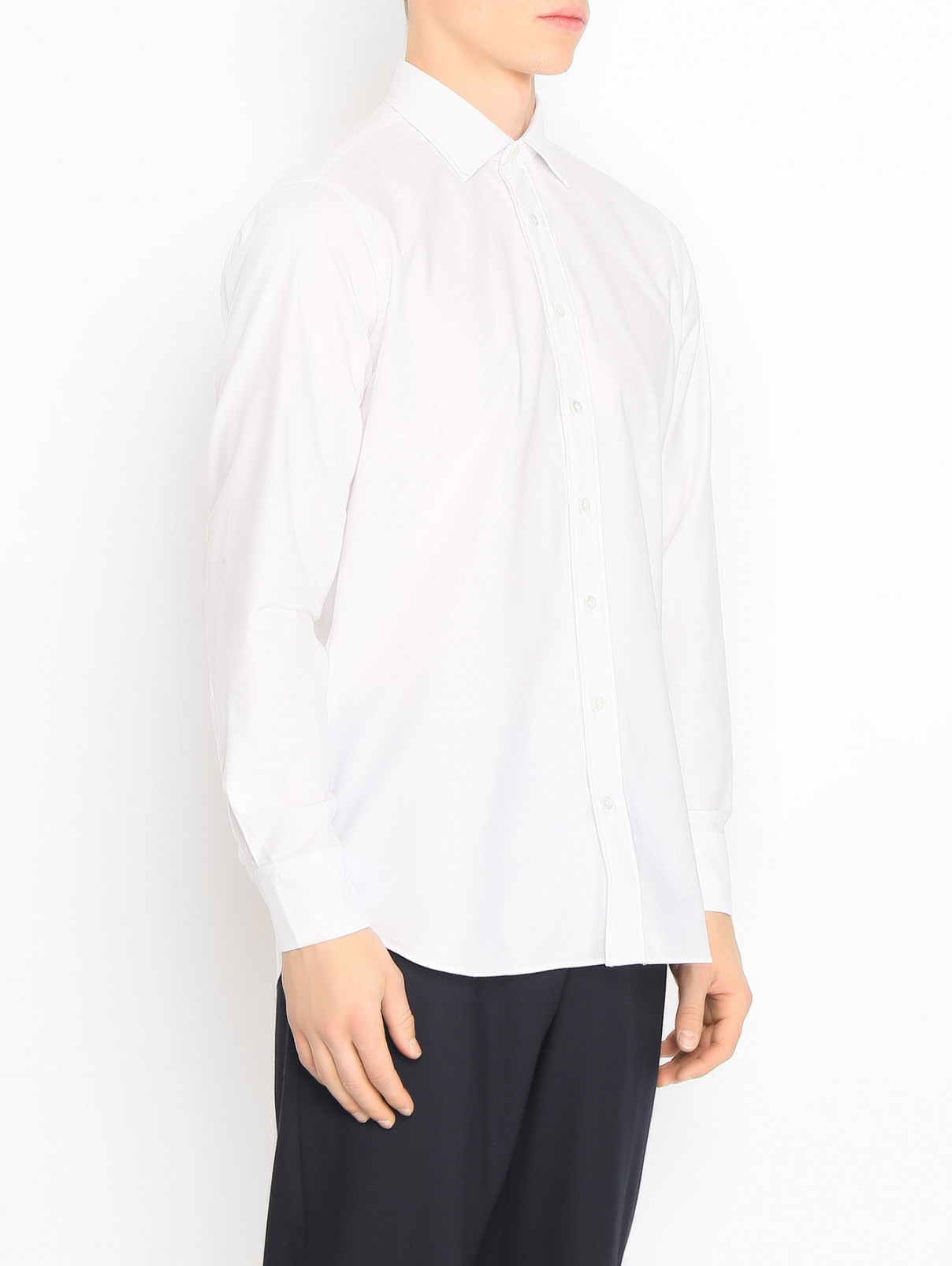 Рубашка из плотного хлопка LARDINI  –  МодельВерхНиз  – Цвет:  Белый