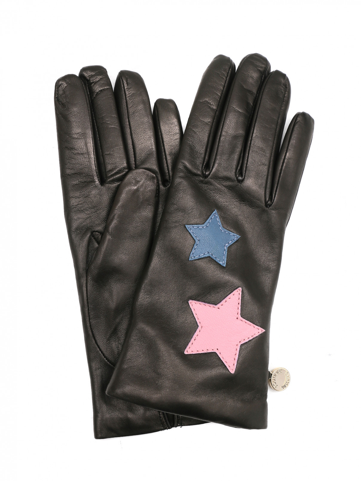 Перчатки из кожи с аппликацией Moschino  –  Общий вид  – Цвет:  Черный
