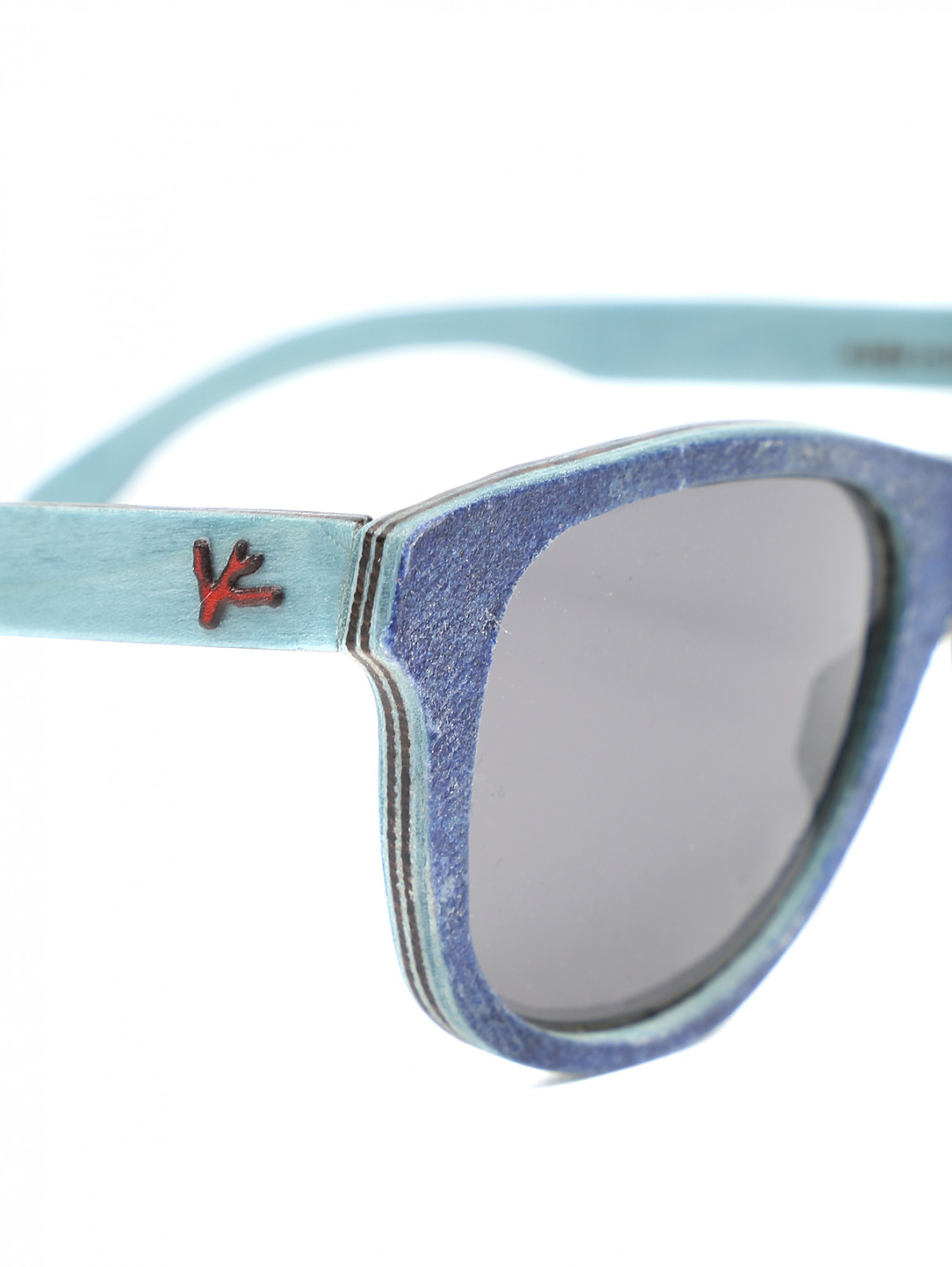 Солнцезащитные очки в оправе из дерева Isaia  –  Деталь1  – Цвет:  Синий