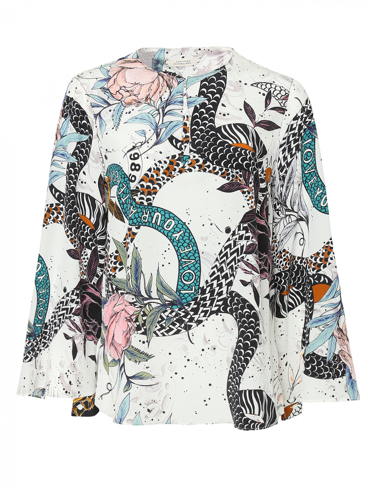 Блуза  с цветочным узором Dorothee Schumacher  –  Общий вид  – Цвет:  Мультиколор