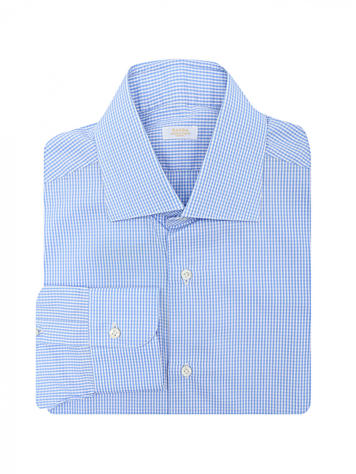 Рубашка из хлопка с узором "клетка" Barba Napoli  –  Общий вид  – Цвет:  Синий
