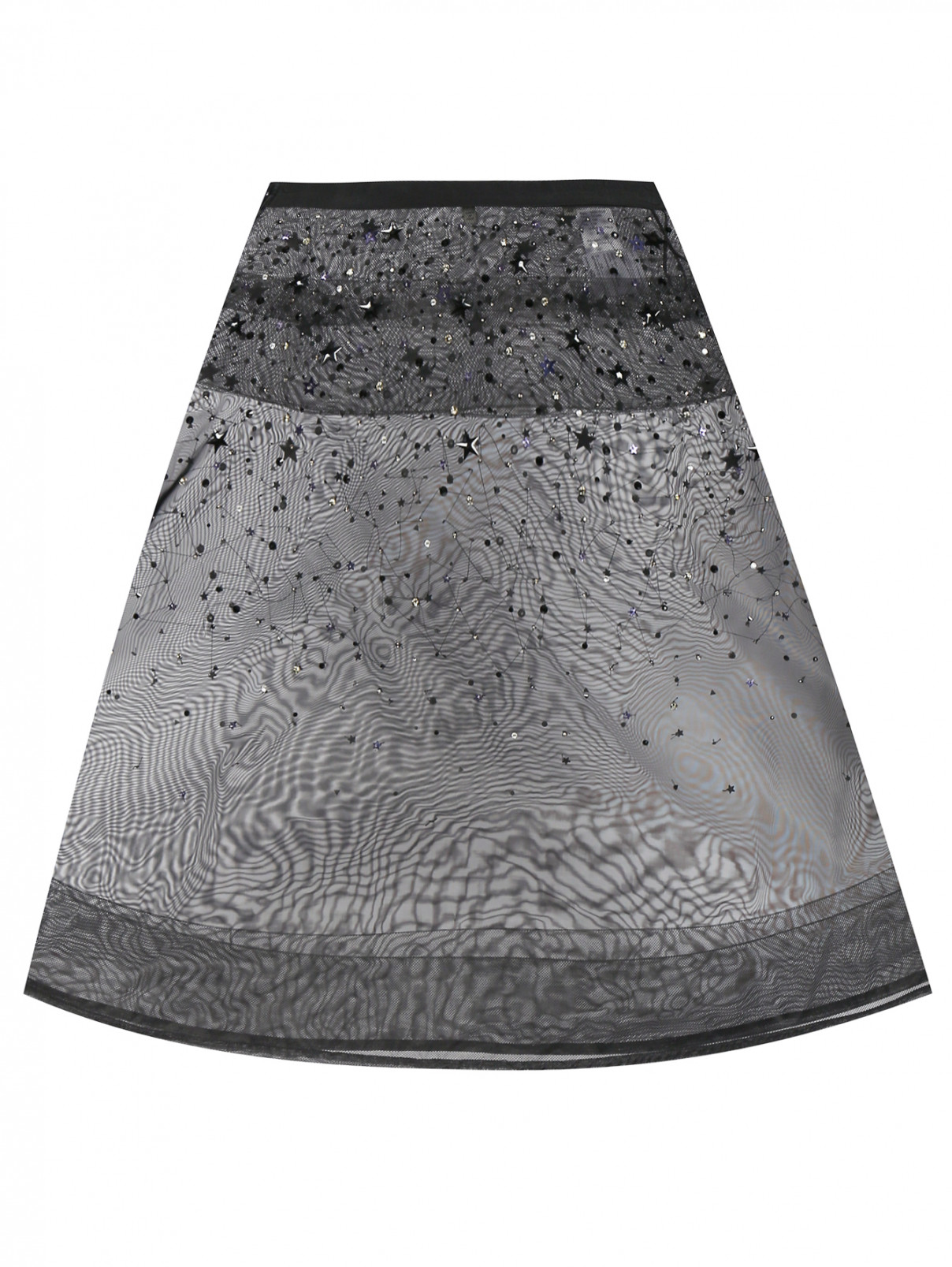 Юбка-миди, декорированная бисером, стразами и кристаллами Jean Paul Gaultier  –  Общий вид  – Цвет:  Черный