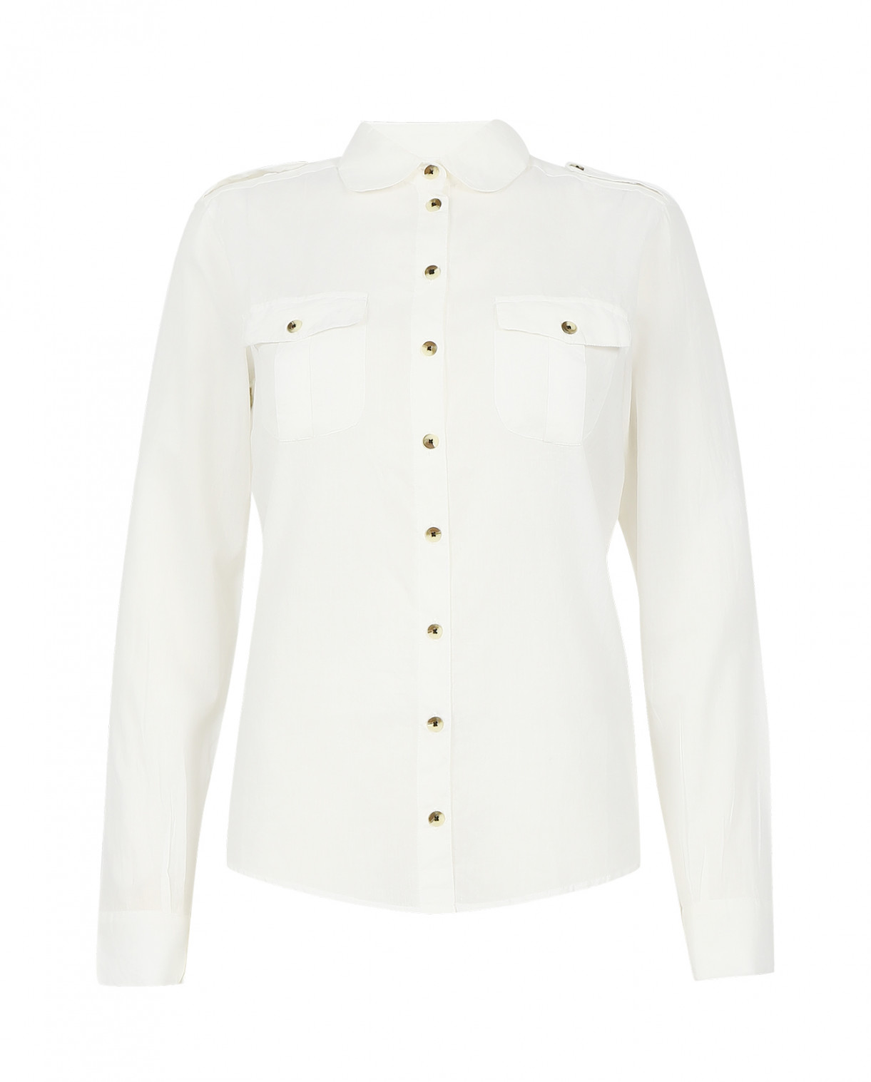 Рубашка из хлопка с боковыми карманами Leon&Harper  –  Общий вид  – Цвет:  Белый