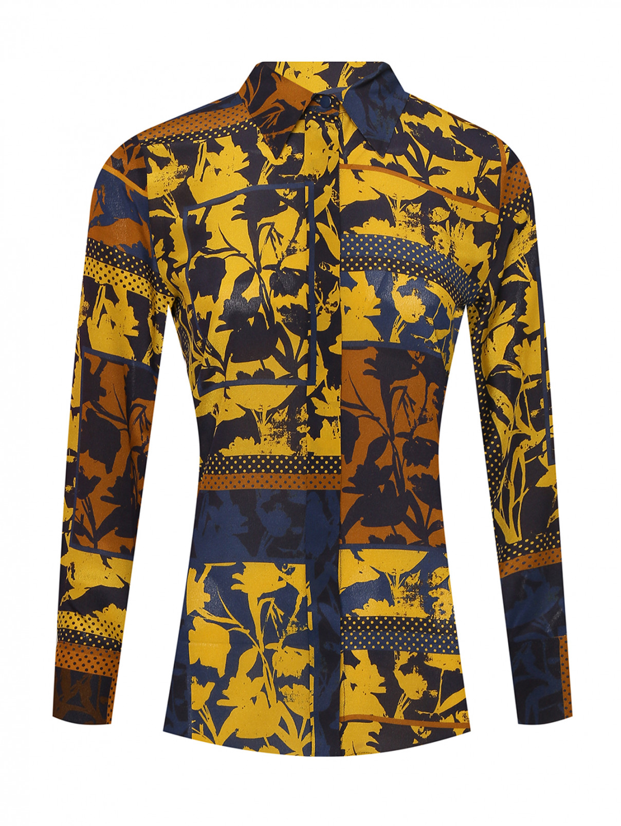 Блуза свободного кроя с узором из шелка Max Mara  –  Общий вид  – Цвет:  Мультиколор