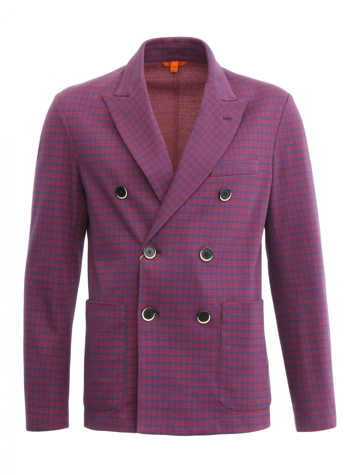 Пиджак двубортный с узором Barena  –  Общий вид  – Цвет:  Красный