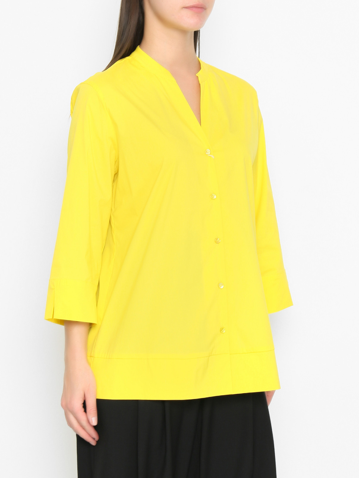 Рубашка из смешанного хлопка на пуговицах Marina Rinaldi  –  МодельВерхНиз  – Цвет:  Желтый