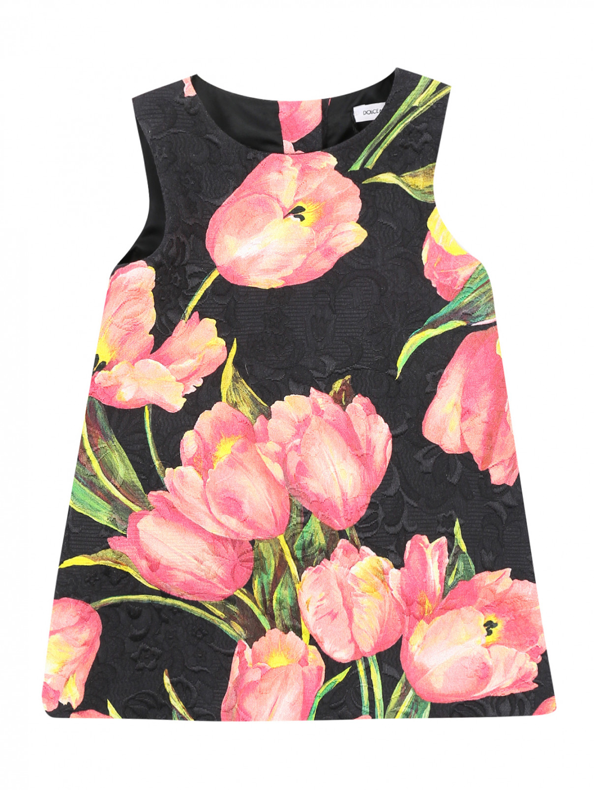 Платье из хлопка с узором Dolce & Gabbana  –  Общий вид  – Цвет:  Мультиколор