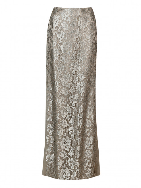 Шелковая юбка-макси украшенная кружевом Alberta Ferretti - Общий вид