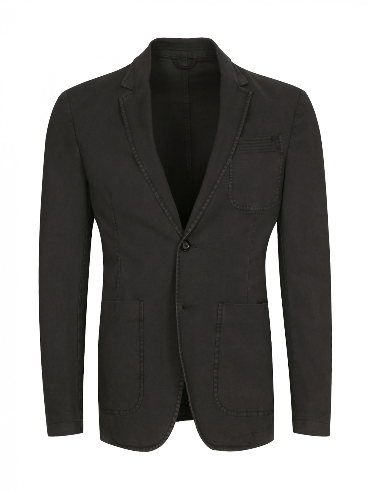 Пиджак однобортный из хлопка Versace Collection  –  Общий вид  – Цвет:  Серый