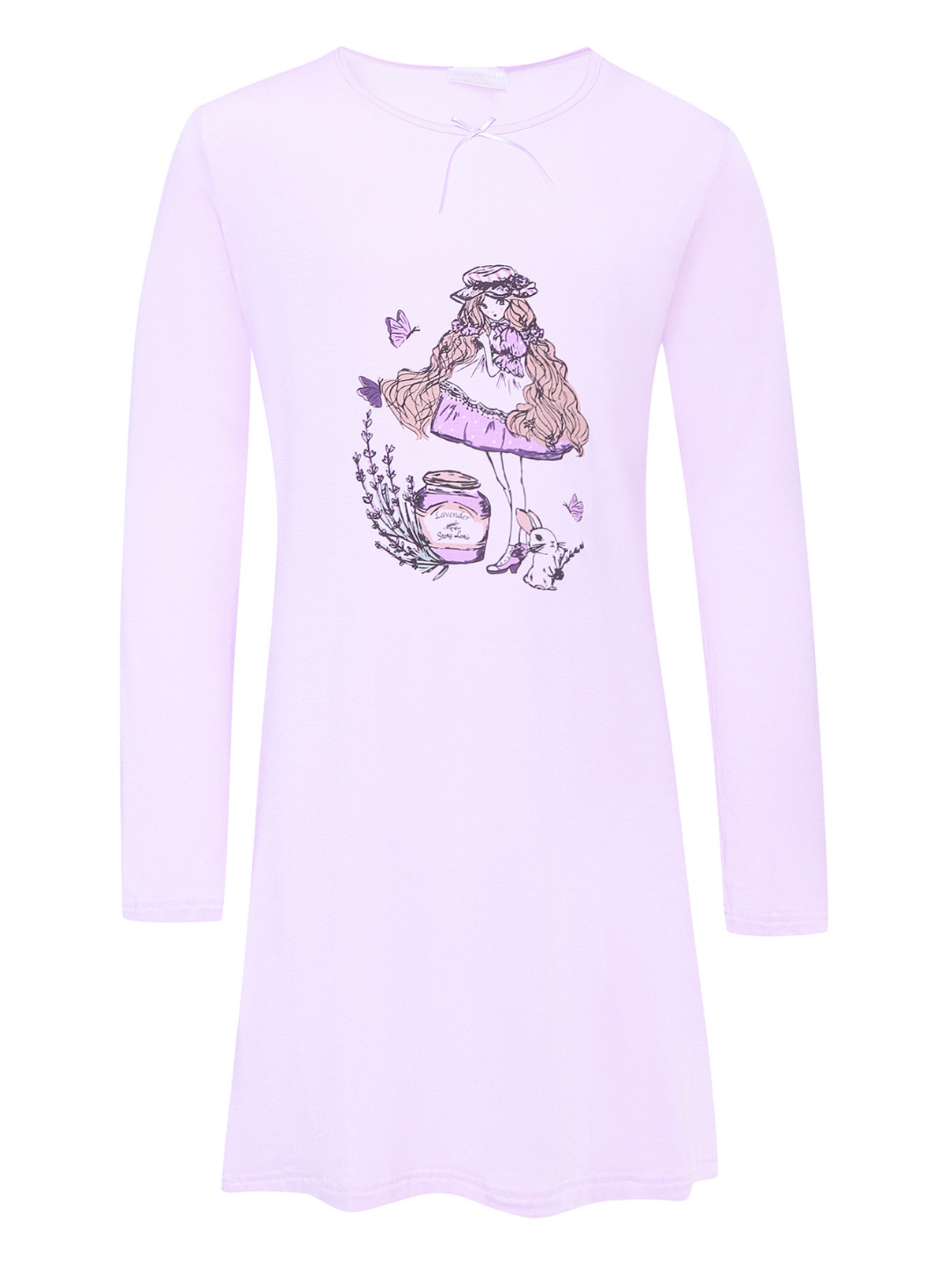 Сорочка из модала с принтом Story Loris  –  Общий вид  – Цвет:  Фиолетовый
