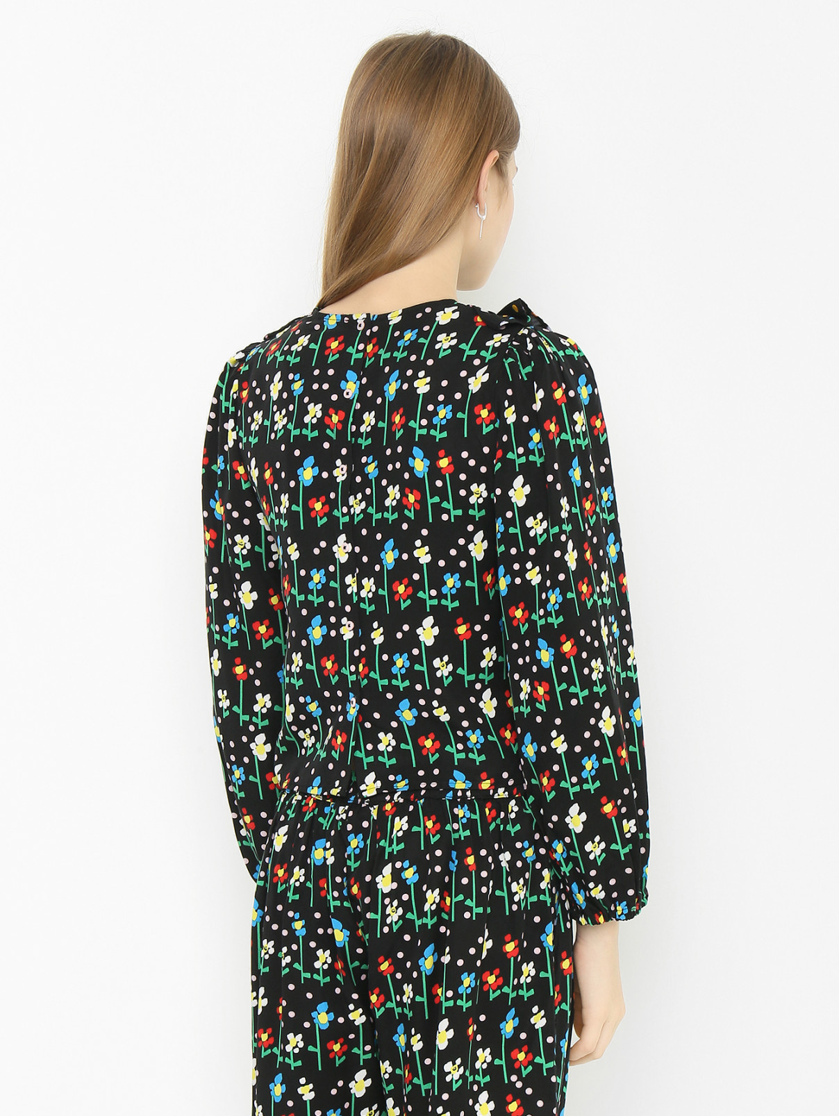 Блуза с цветочным узором и оборками Stella McCartney kids  –  МодельВерхНиз1  – Цвет:  Узор