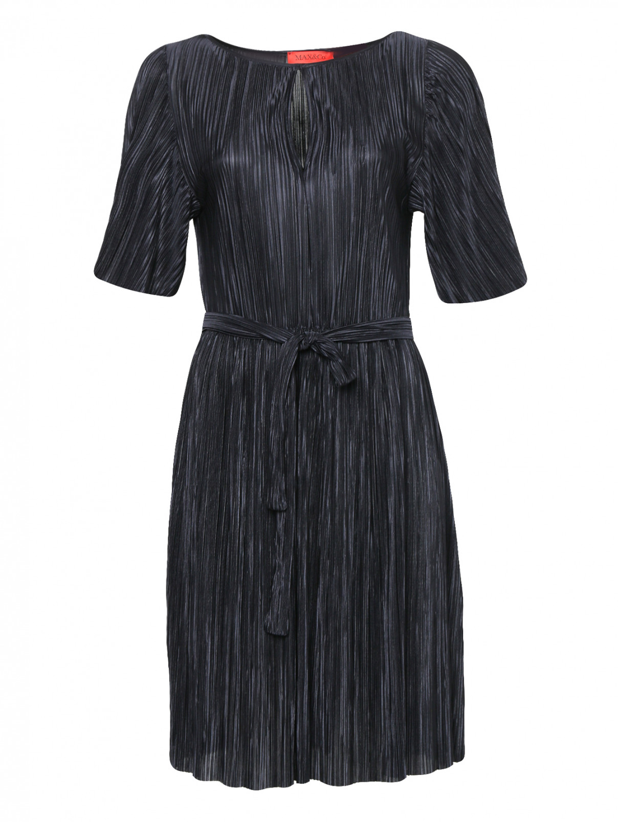 Платье-миди с короткими рукавами Max&Co  –  Общий вид  – Цвет:  Синий