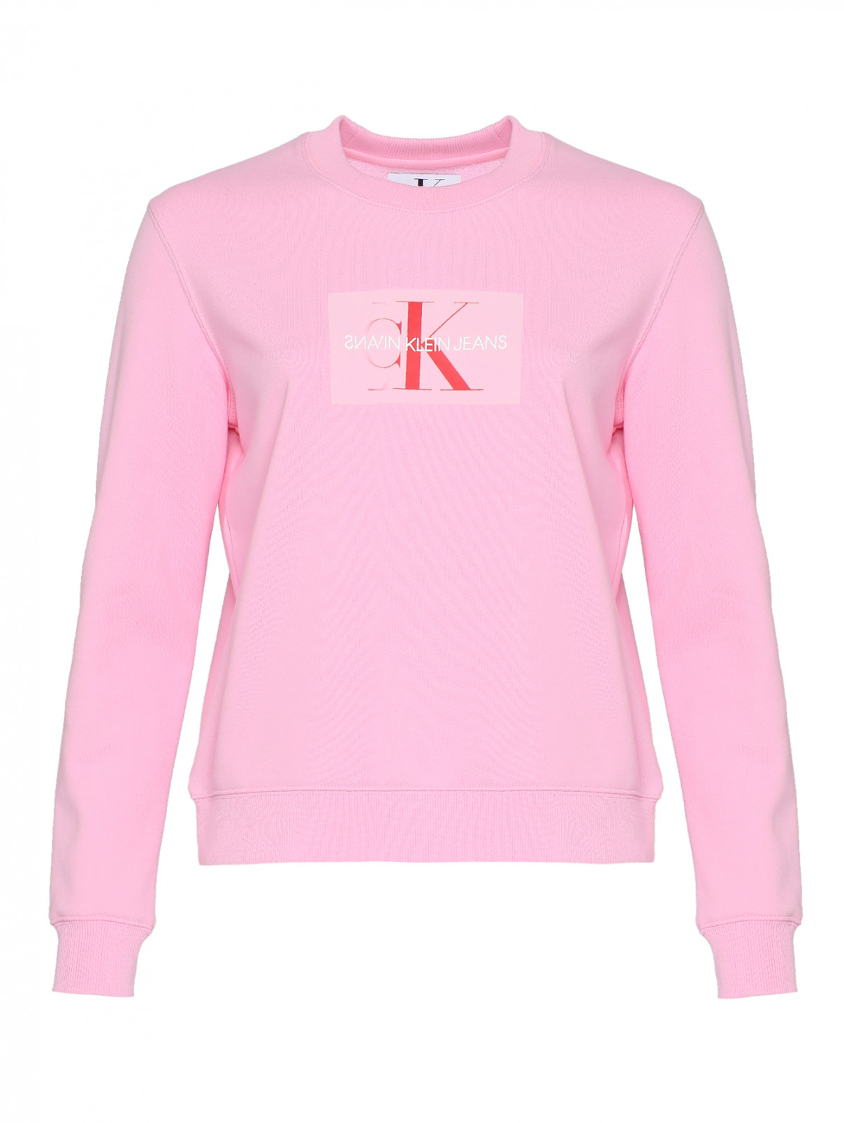 Свитшот из смешанного хлопка с принтом Calvin Klein  –  Общий вид  – Цвет:  Розовый