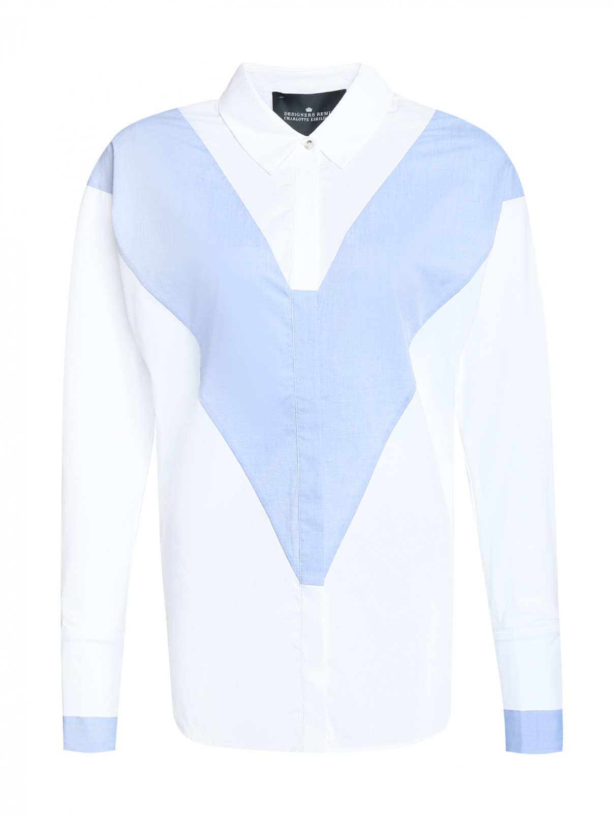 Рубашка из хлопка с контрастной отделкой DESIGNERS REMIX  –  Общий вид  – Цвет:  Белый