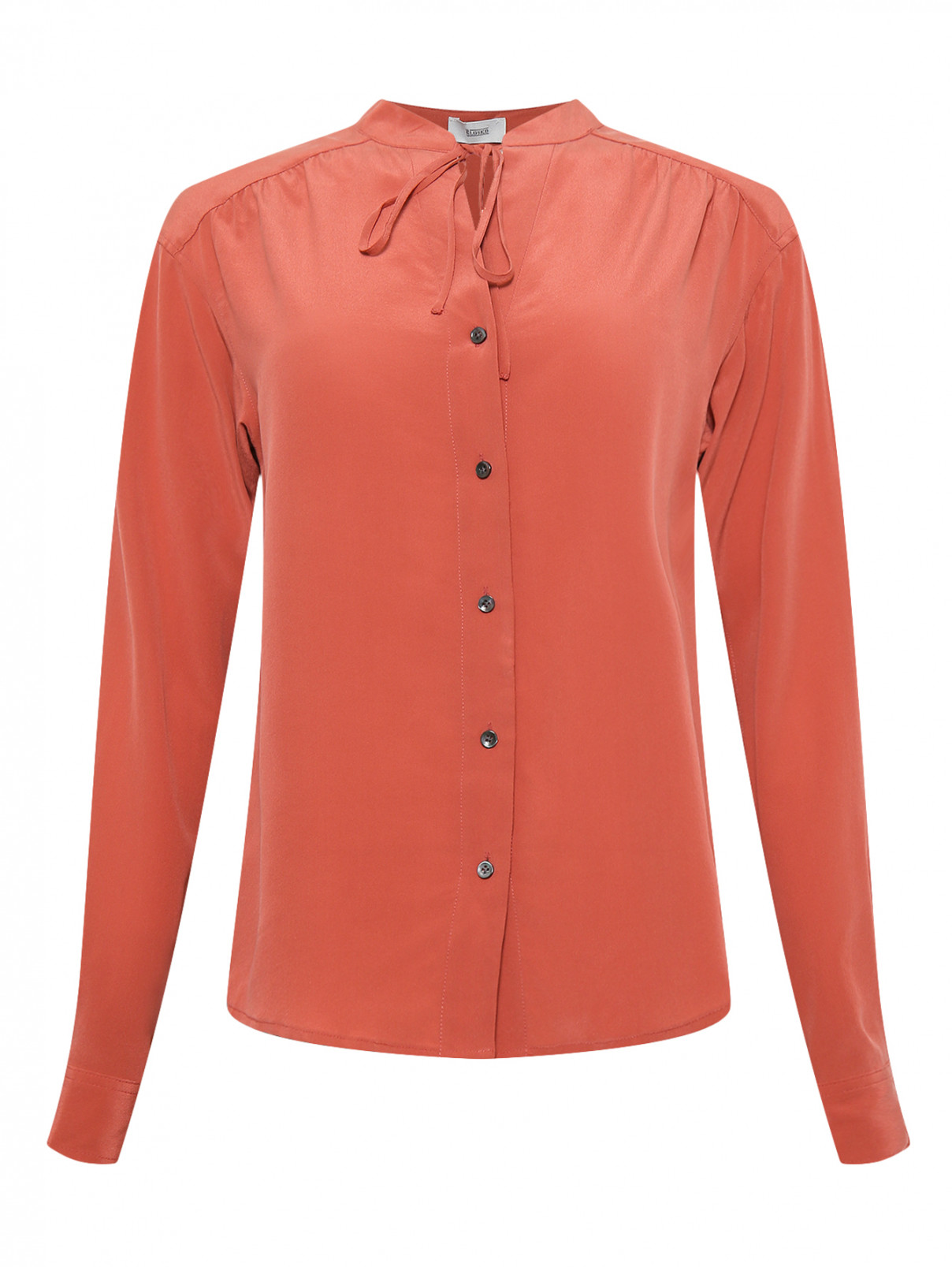 Шелковая блуза с декоративными завязками CLOSED  –  Общий вид  – Цвет:  Красный