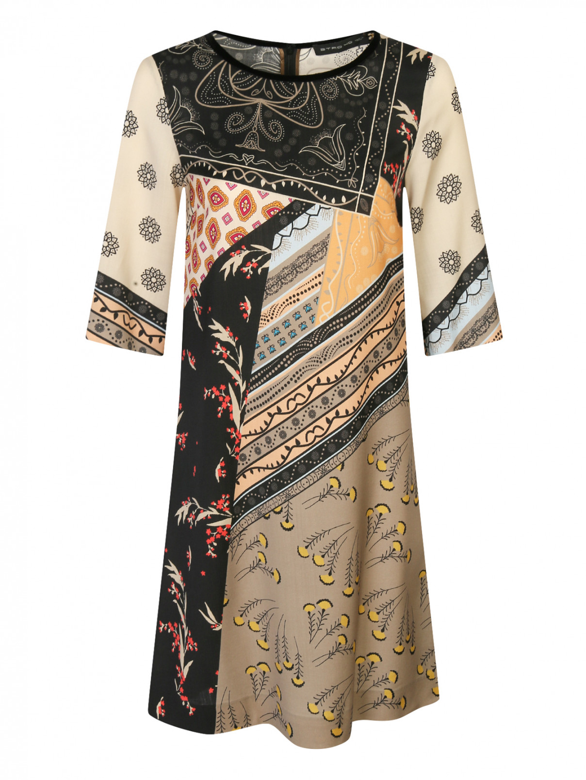 Платье-мини из шерсти с узором Etro  –  Общий вид  – Цвет:  Узор