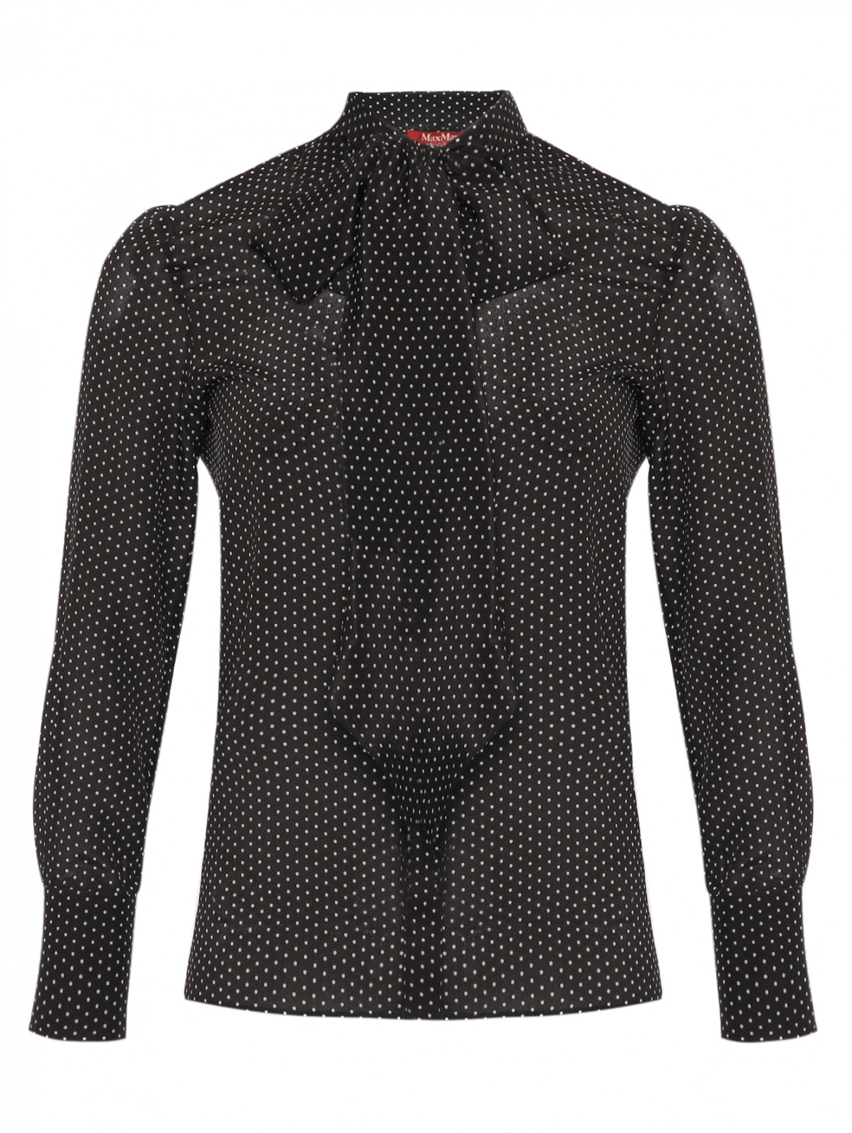 Блуза из шёлка с узором Max Mara  –  Общий вид  – Цвет:  Черный