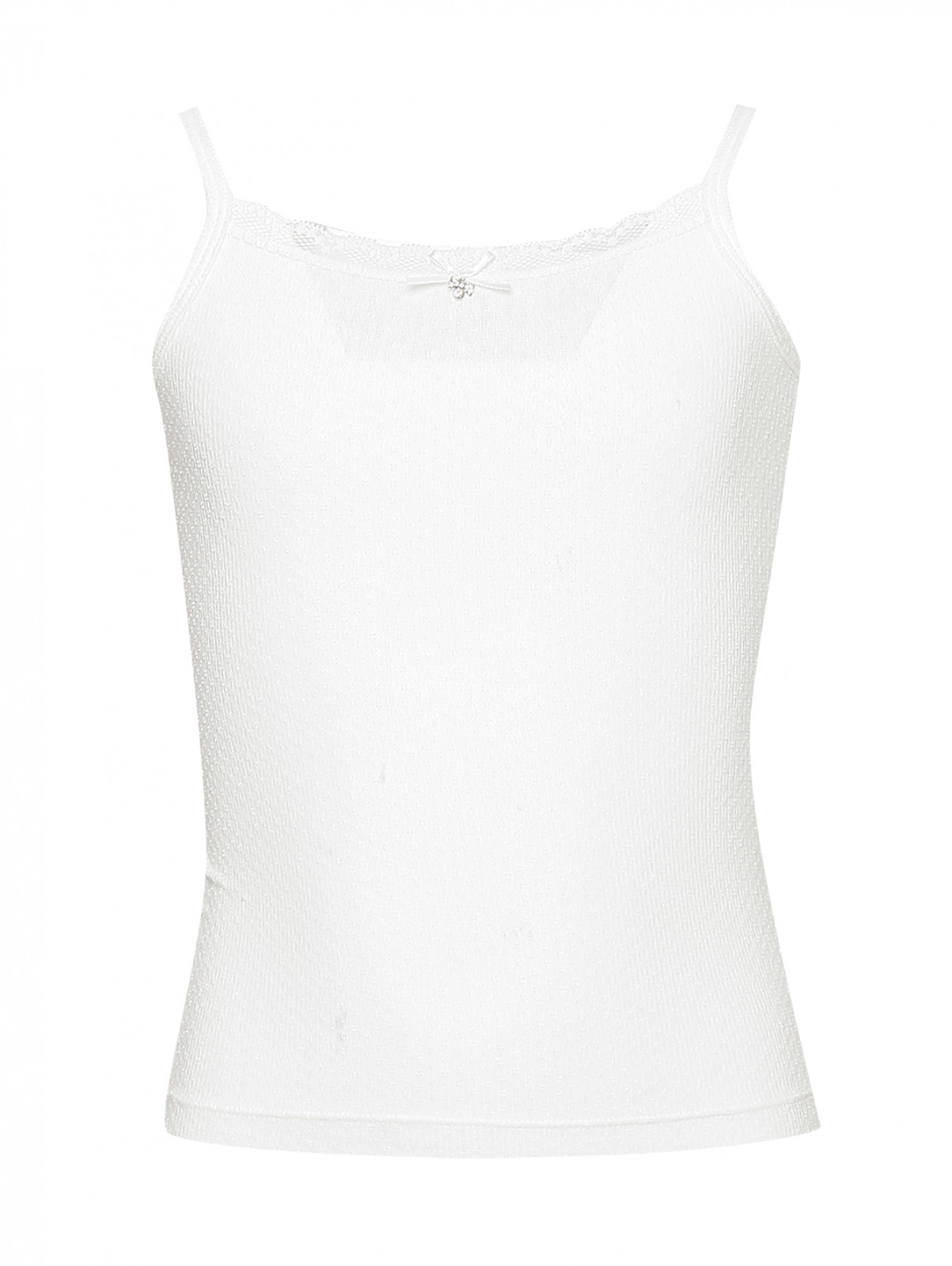 Майка из модала с вышивкой Sanetta  –  Общий вид  – Цвет:  Белый