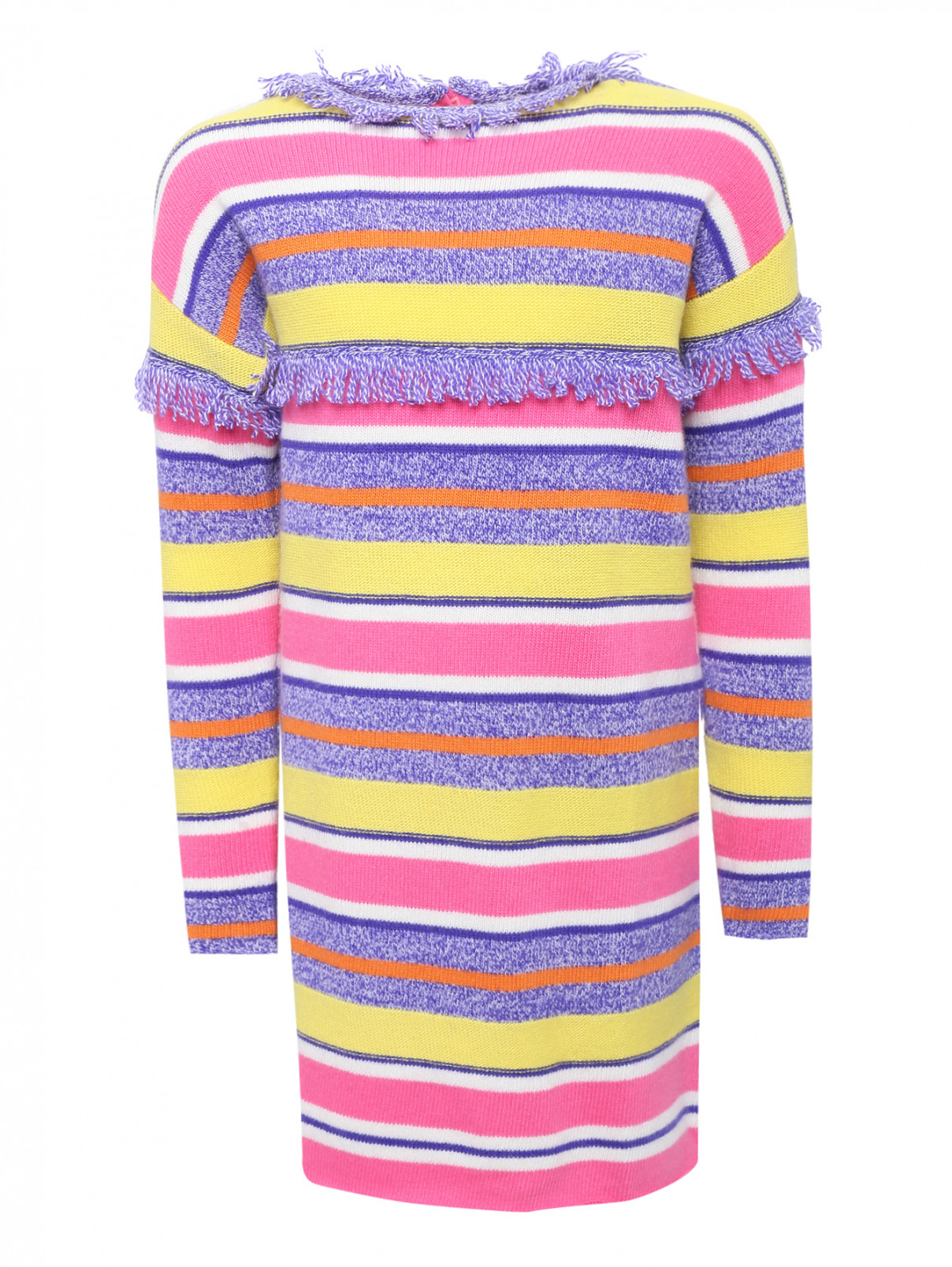 Платье трикотажное с бахрамой Il Gufo  –  Общий вид  – Цвет:  Мультиколор