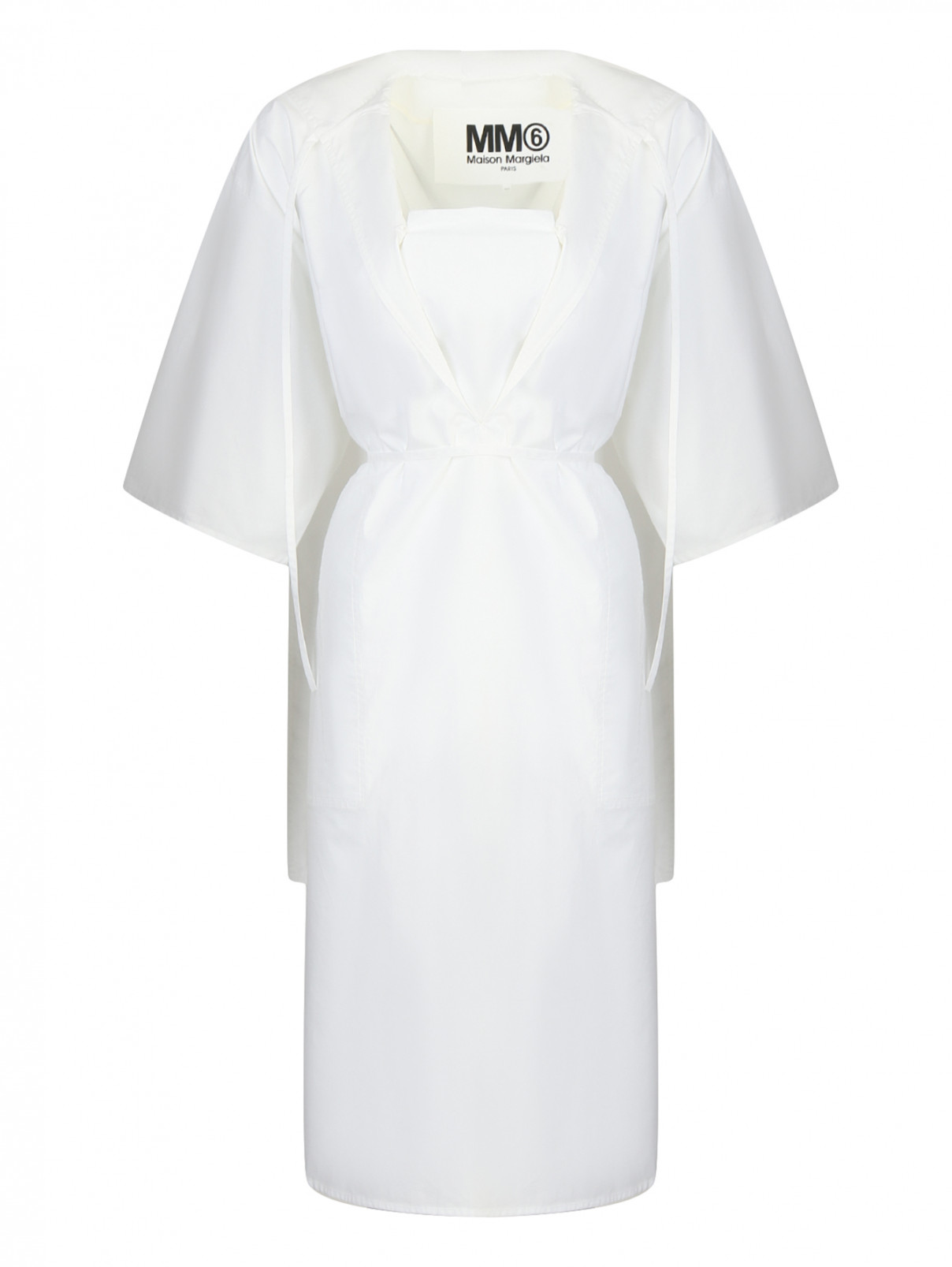 Платье прямого кроя из хлопка MM6  –  Общий вид  – Цвет:  Белый