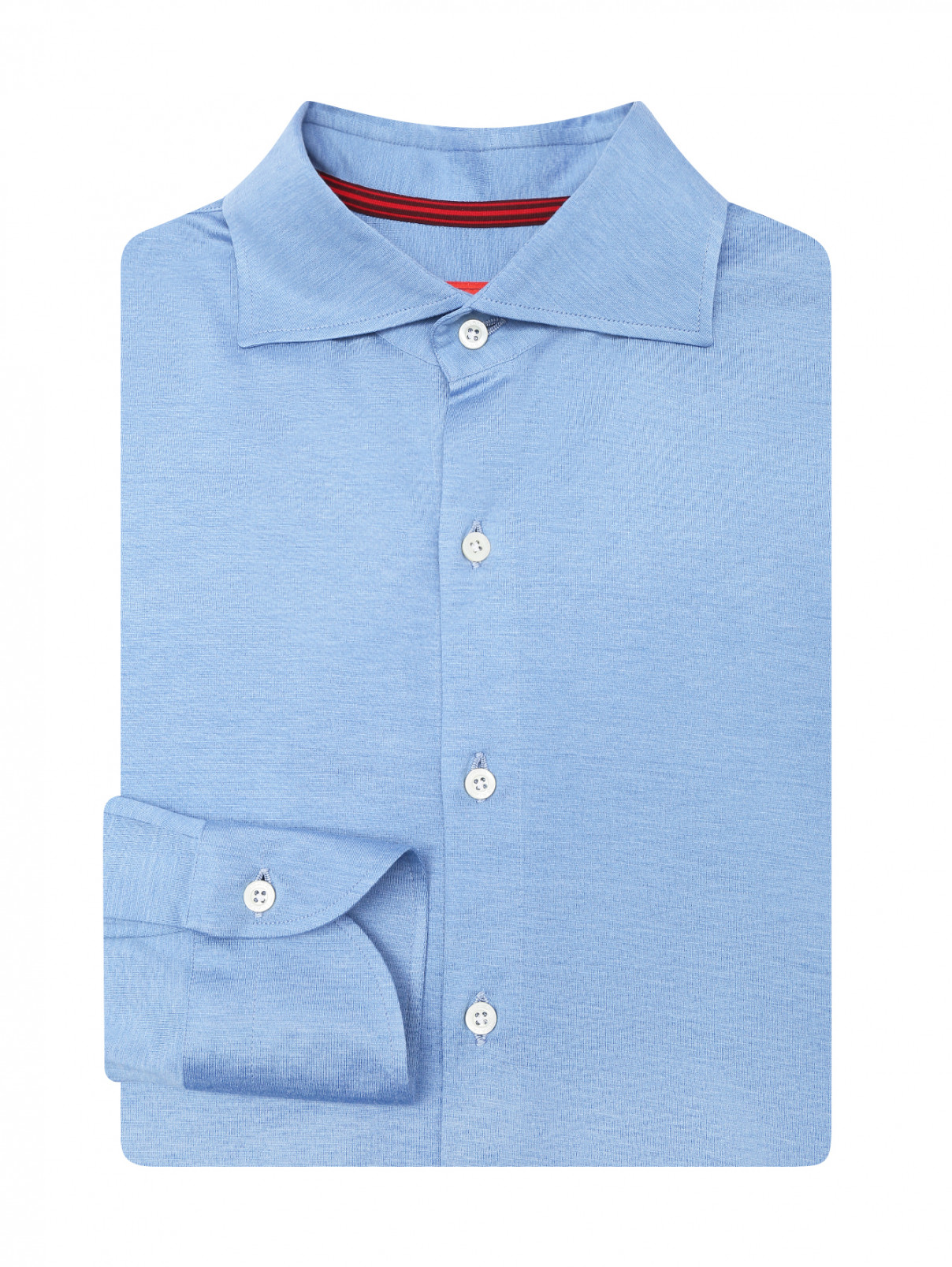 Трикотажная рубашка из шелка и хлопка Isaia  –  Общий вид  – Цвет:  Синий